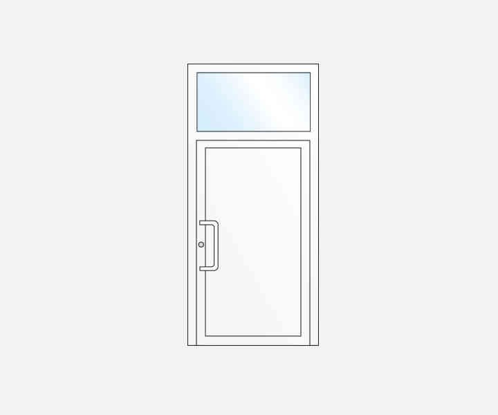 Single-leaf entrance door with toplight