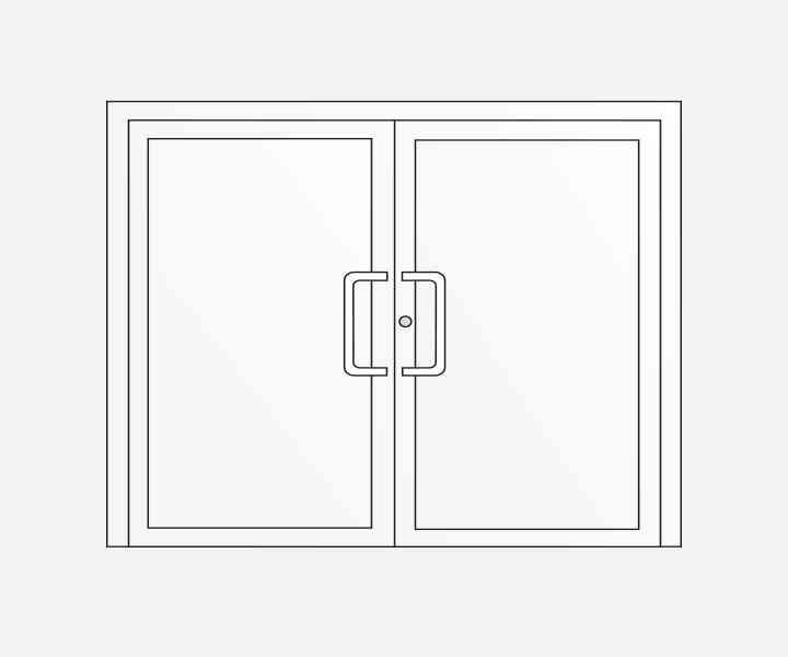 Double-leaf entrance door, can also be constructed with sidelights and toplight