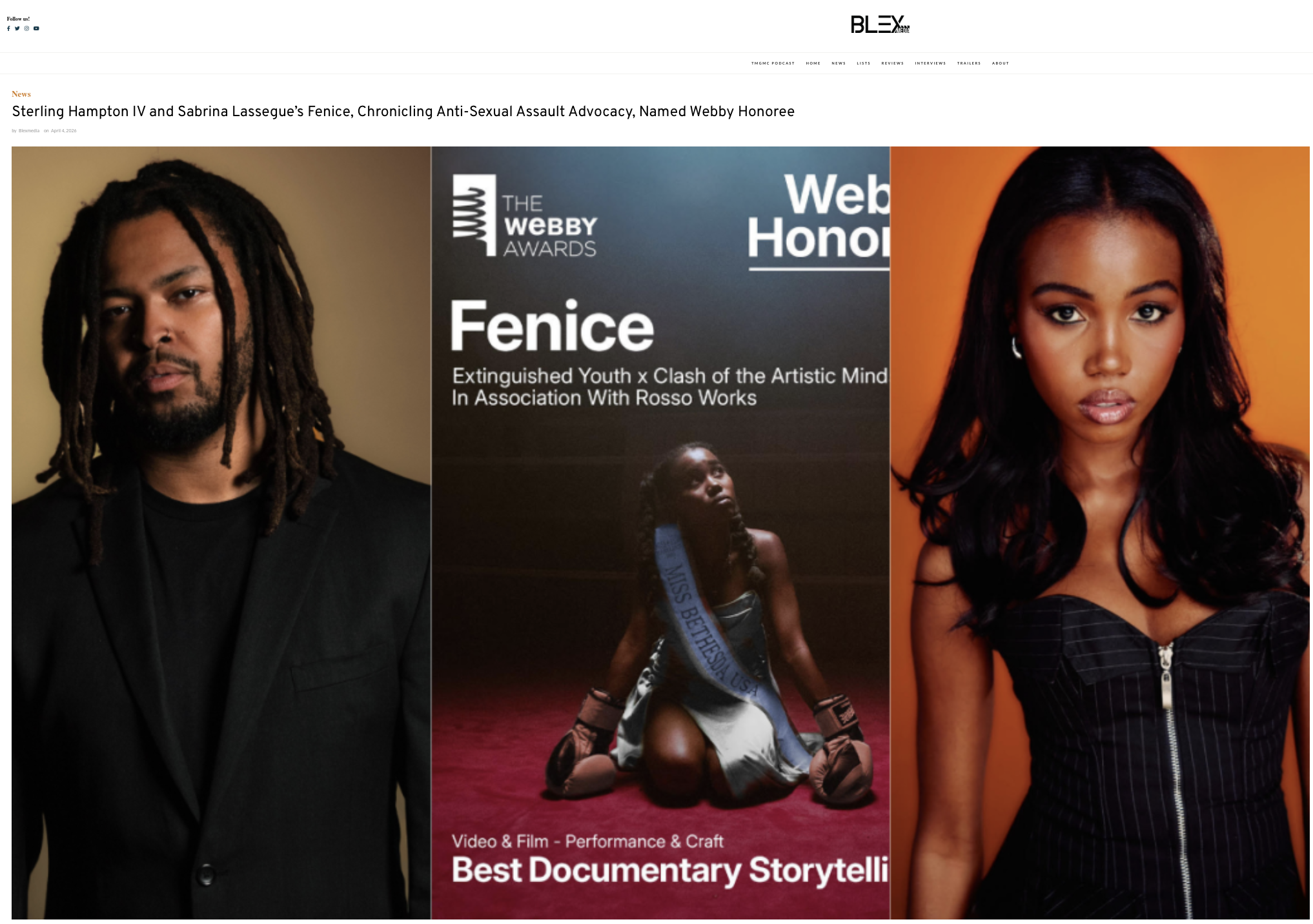A webpage header featuring three images of diverse young adults. The left image shows a man with dreadlocks and a beard, wearing a black suit jacket. The middle image portrays a young woman with a sash labeled 'Belt' and boxing gloves, kneeling on th