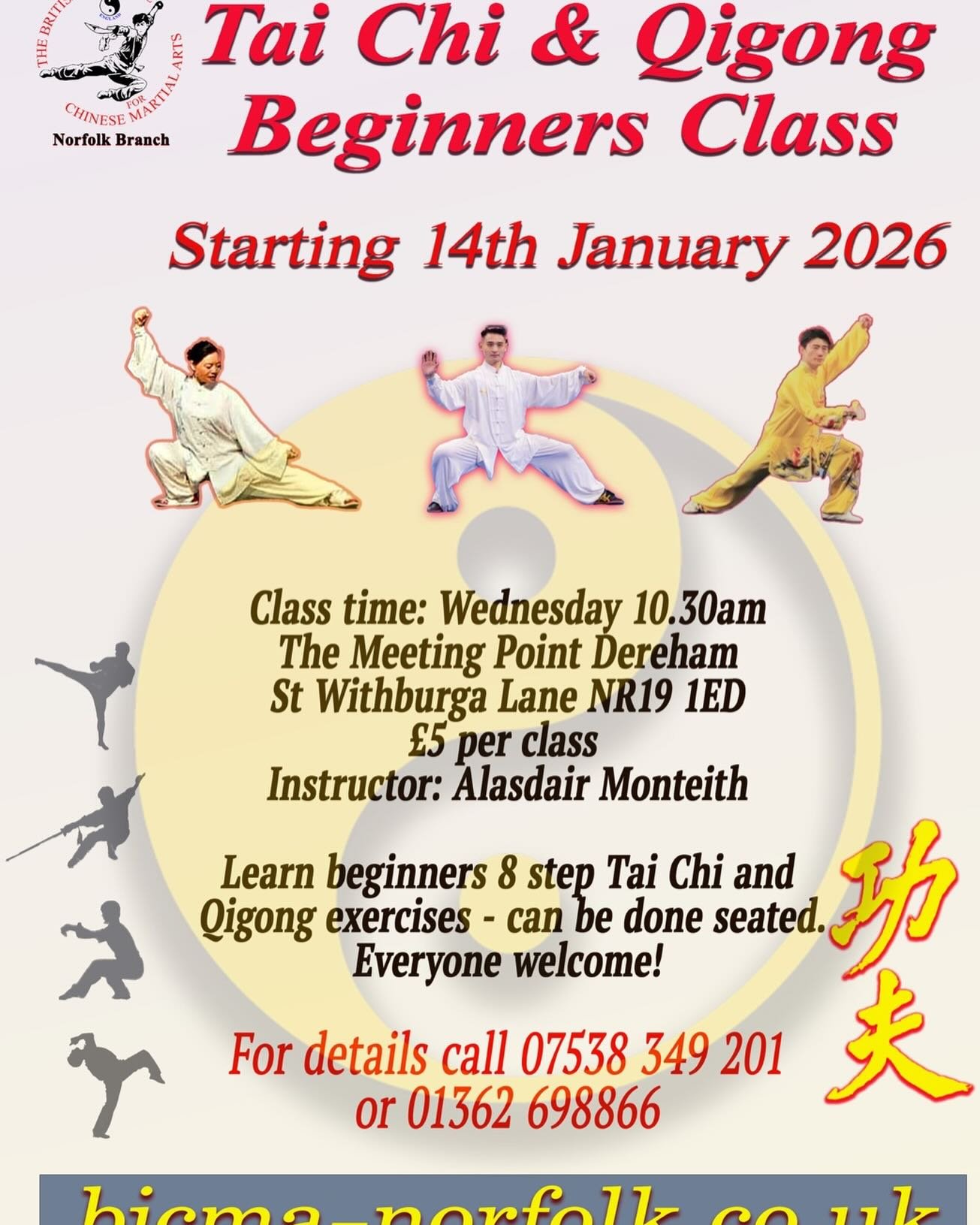 Very excited about this - so good for us all as we manage our energies and gently move together @dereham_meetingpoint #ta&iuml;chi