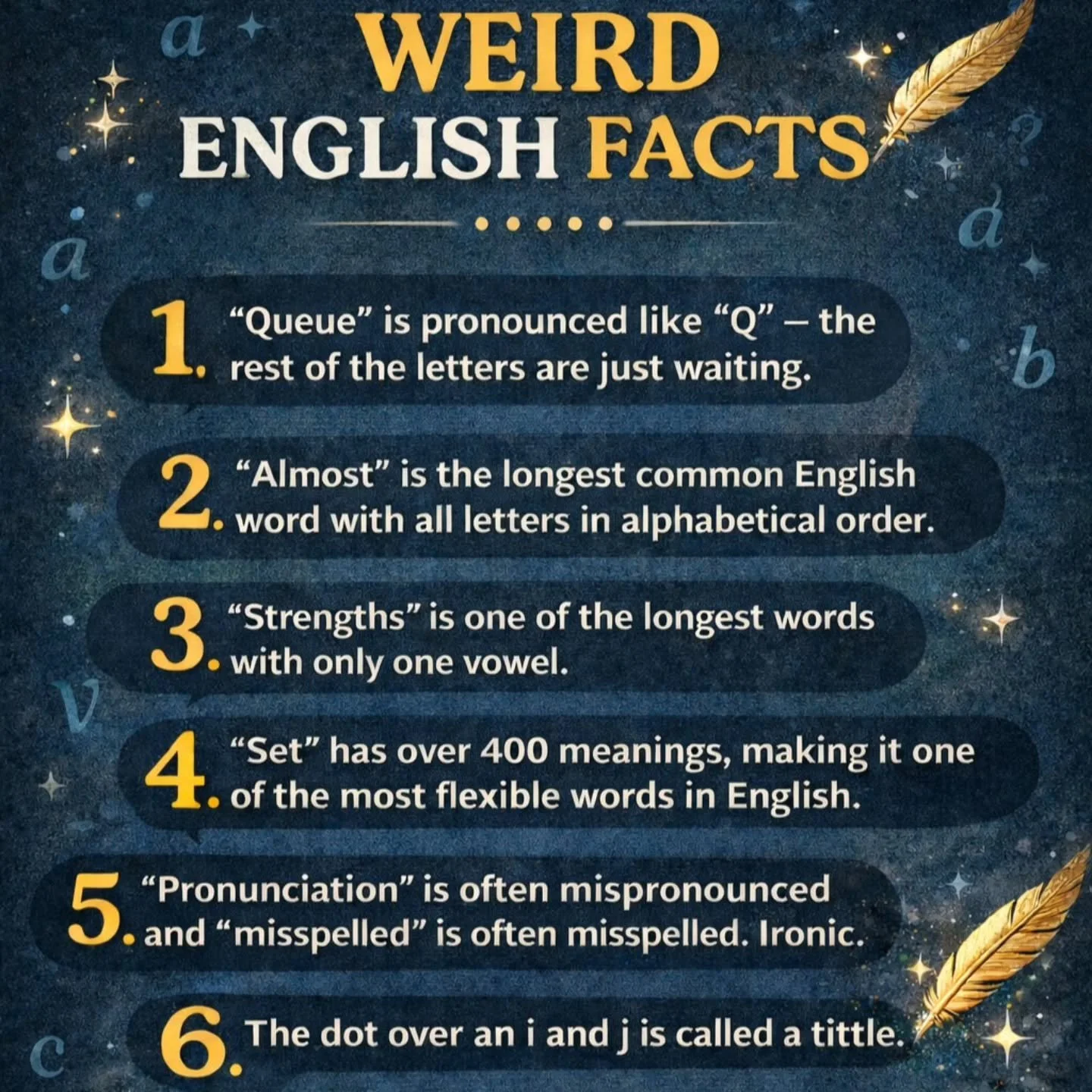 As you know, I love language and words.
Always have. Always will.

I&rsquo;m forever doing word quizzes, collecting strange little facts, and marvelling at how gloriously odd the English language is.

This one really stopped me in my tracks.

I knew 
