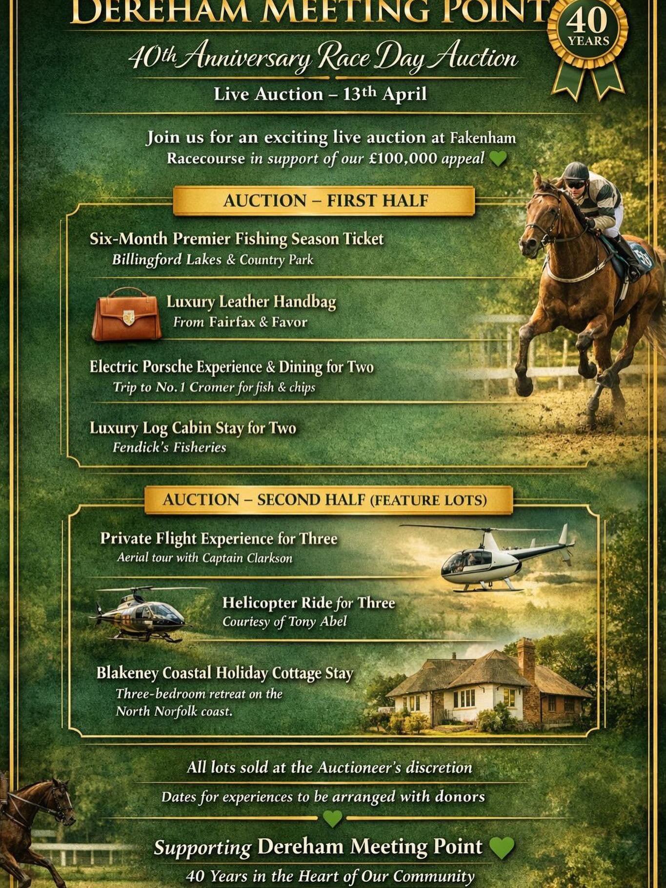 Superb Day @fakenhamracecourse Monday 13th April with stunning Silent Auction prizes all in aid of @dereham_meetingpoint