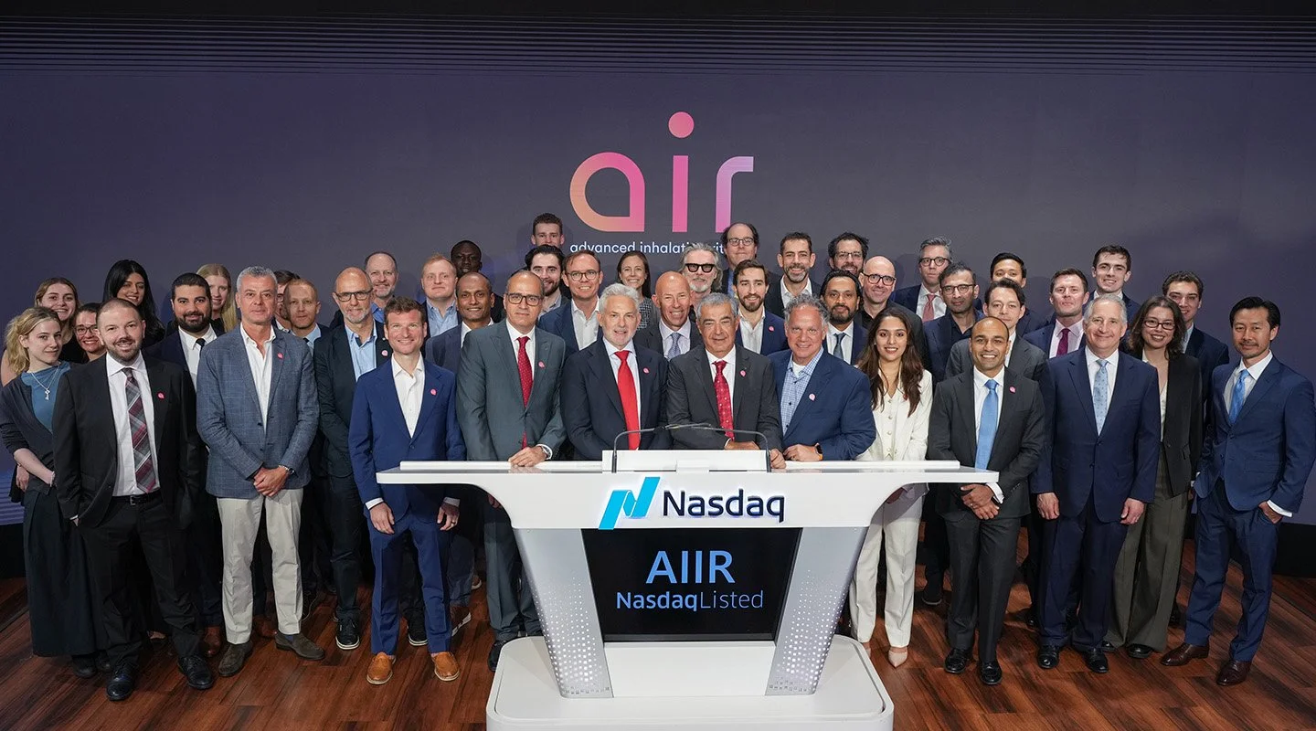 AIR Leadership team members celebrate with confetti during the company’s Nasdaq listing ceremony.