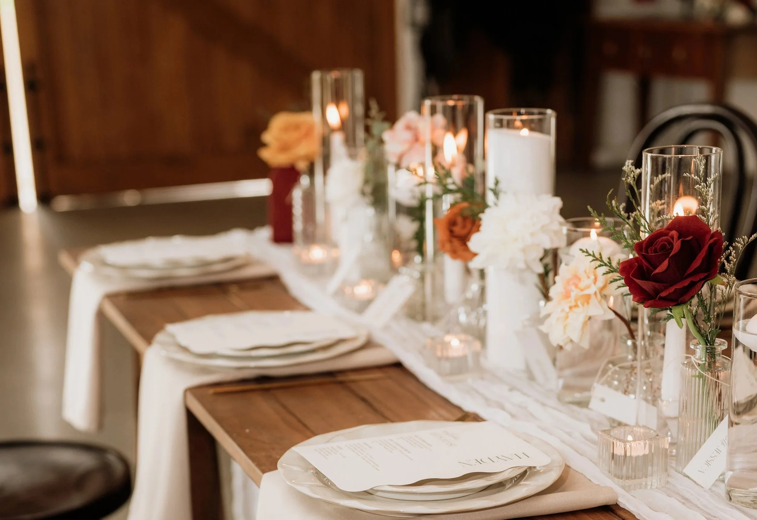 Bud vases and candles melbourne wedding