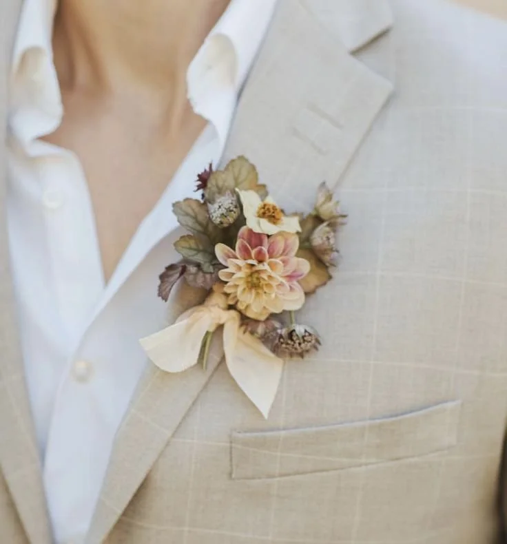photo of corsage placed on chest