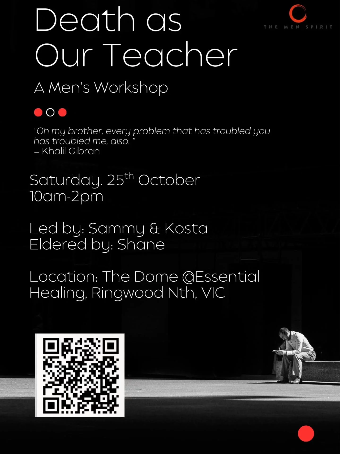 Brothers, we're gathering for something profound on October 25th. Death as Our Teacher isn't your typical men's workshop&mdash;it's an intimate ritual container for just 12 men, ready to explore what most of us spend our lives avoiding.

This will be