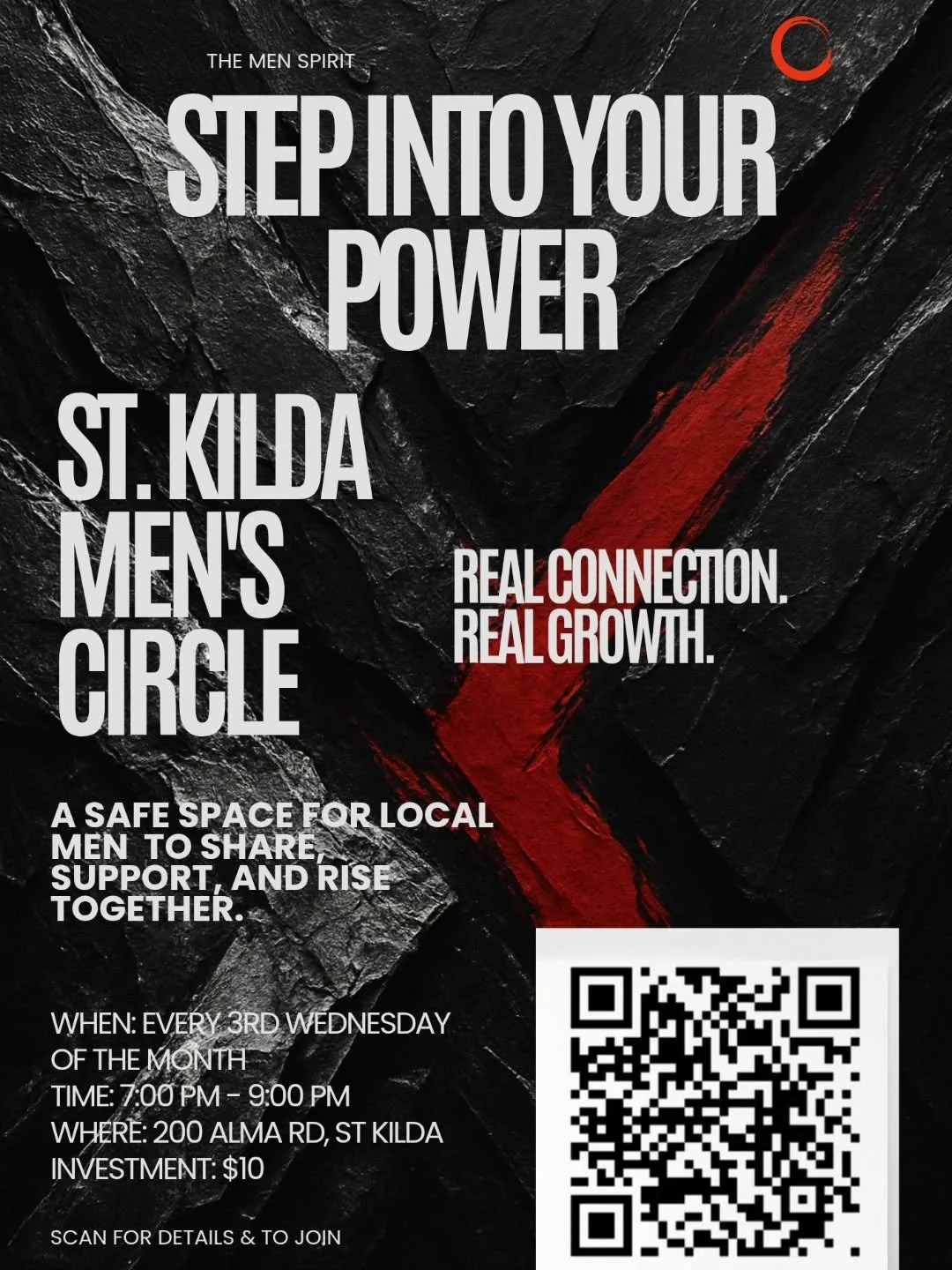 Our community is growing! The Men Spirit is now in St. Kilda!

For months, we've gathered in Mount Waverley, creating a powerful space for men to connect. Now, we're excited to open our second circle right here in St. Kilda.

Are you looking for a sp