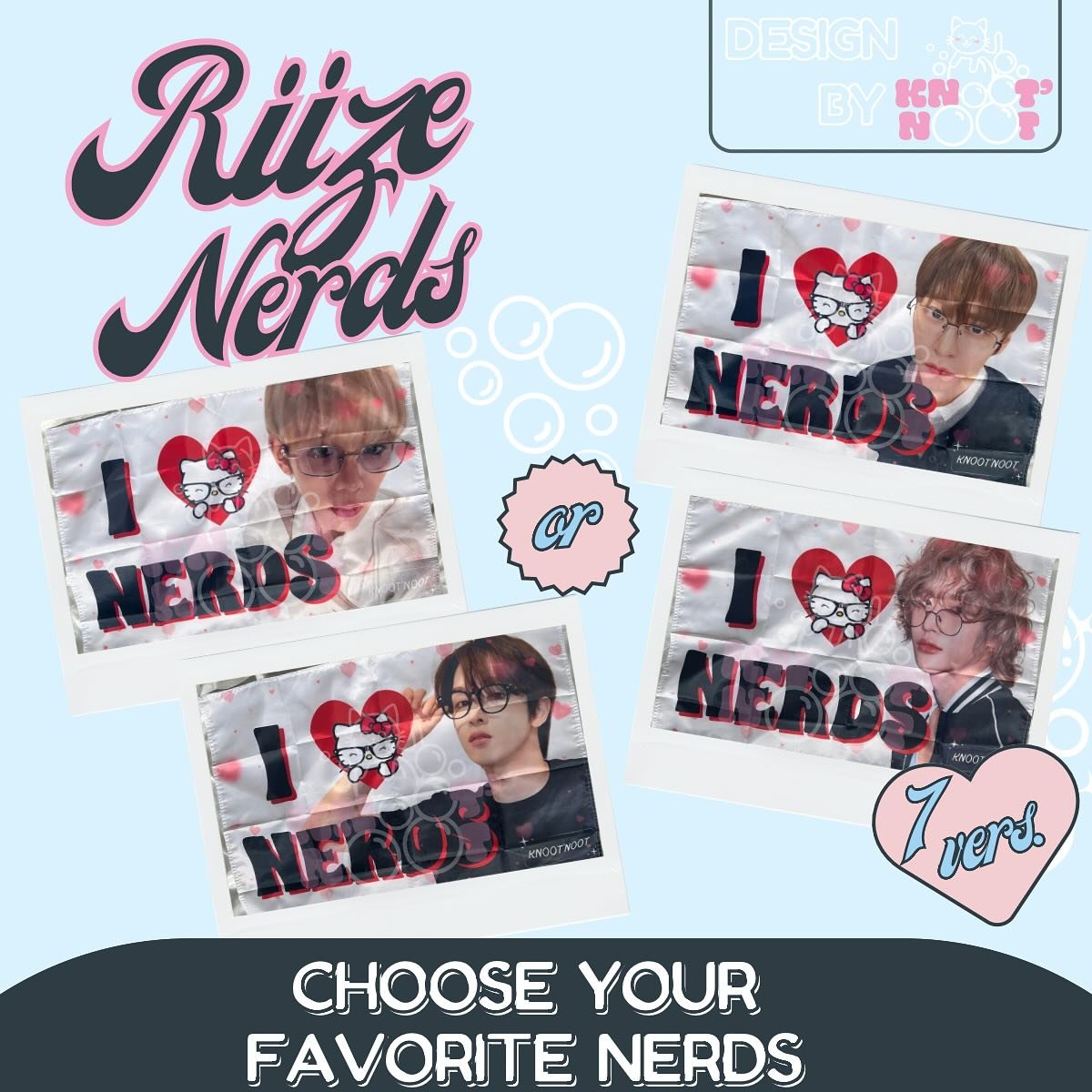 🍤 We have the pleasure to present our : Riize Nerds Collection, made for their venue in SMTOWN LONDON 

&bull; 7 versions available with gifts and a Full Album to win

- Who is your fav Nerds? 🤓 

💌 pre-order on knootnoot.com

#RIIZE #smtownlondon