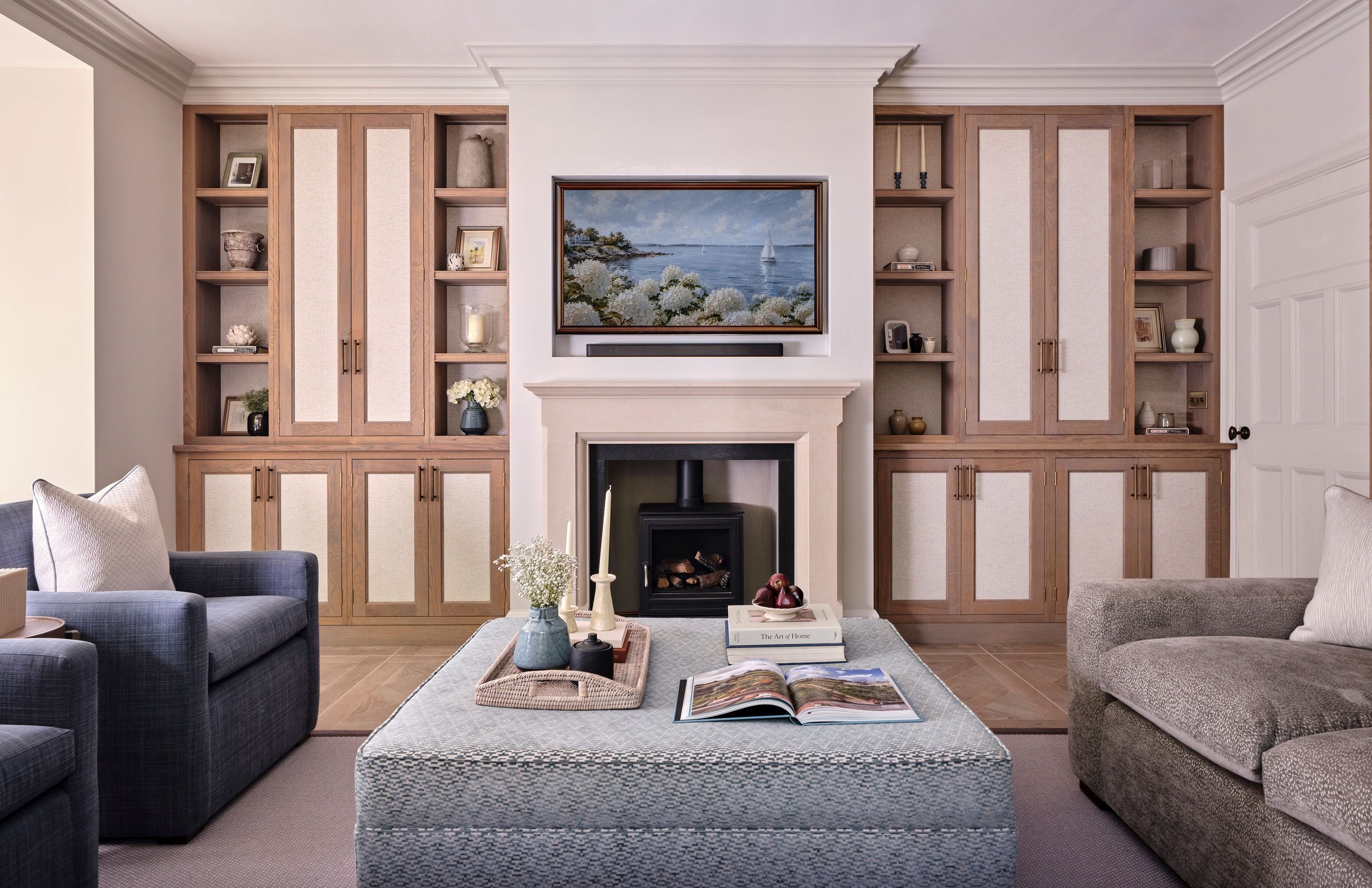 tv room design Georgina Robertson Interiors Interior Designer Cambridge Cheshire