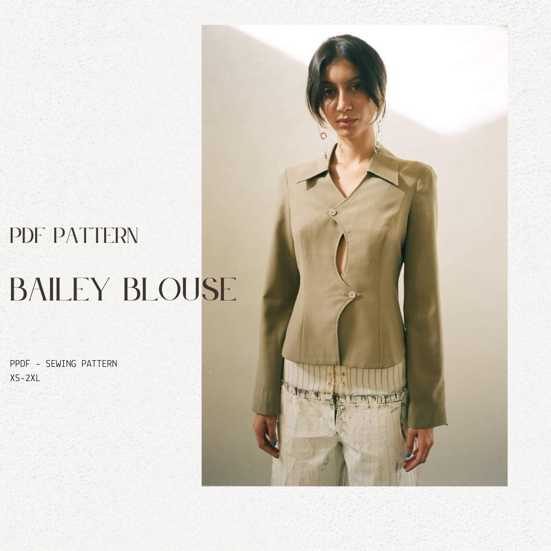 Blazer top | Vintage jacket Sewing Pattern | minimal style | Sizes 2-18 | Format A0, US Letter A4