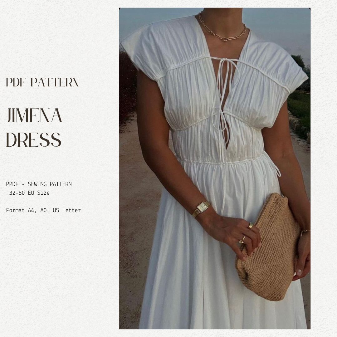 Vintage gathered dress | PDF sewing pattern | sleeveless dress | 32-50 EU Size | Coquette Vintage dress| Digital Download