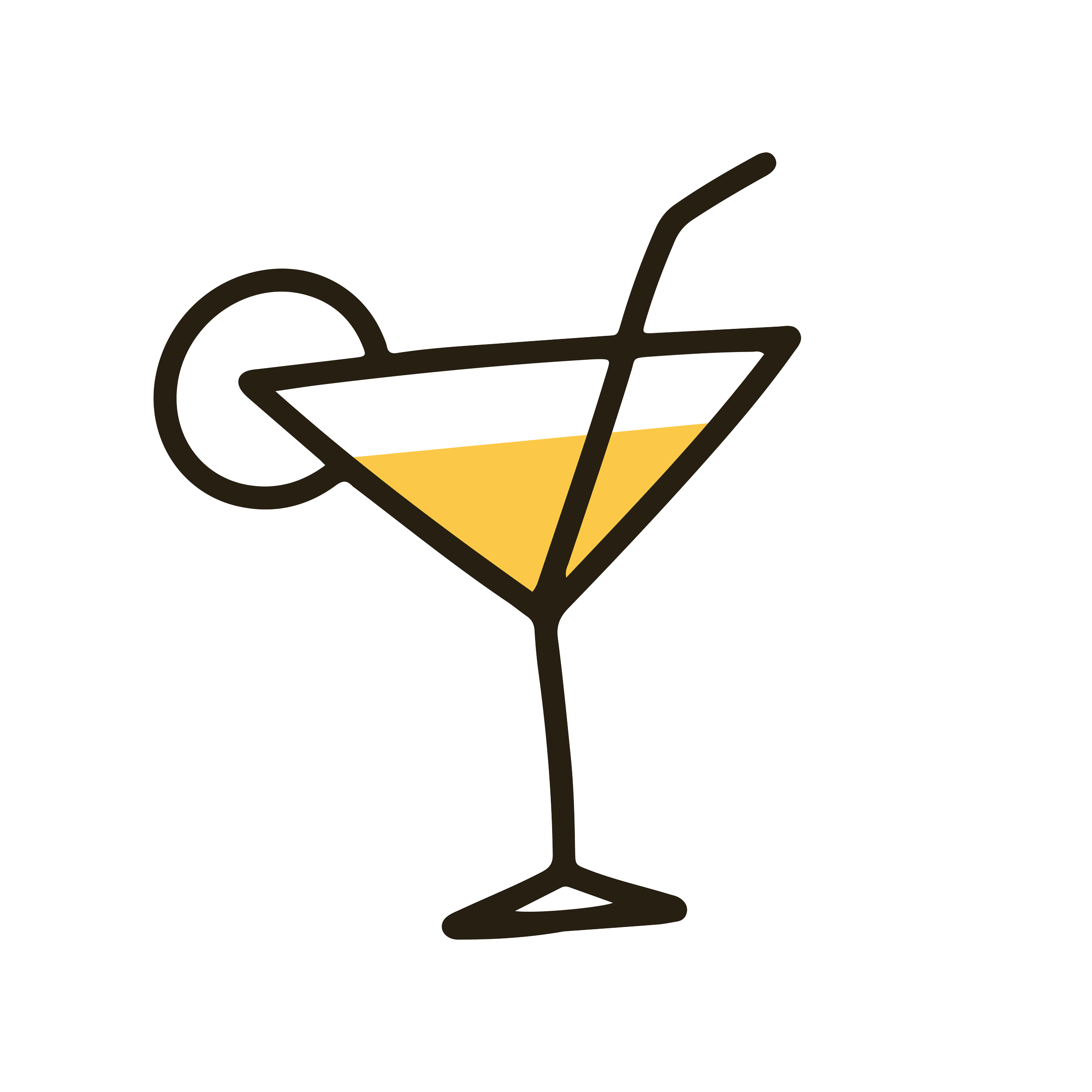 A minimalist line drawing of a cocktail glass with yellow liquid, a lemon slice garnish, a straw, and a cherry on the rim.