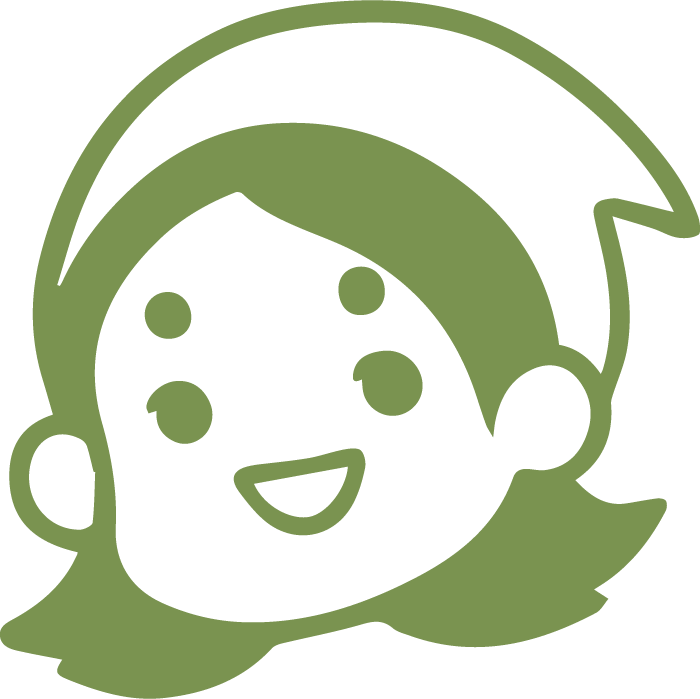 Cartoon illustration of a smiling child's face with short hair, simple facial features, and an adorable expression.