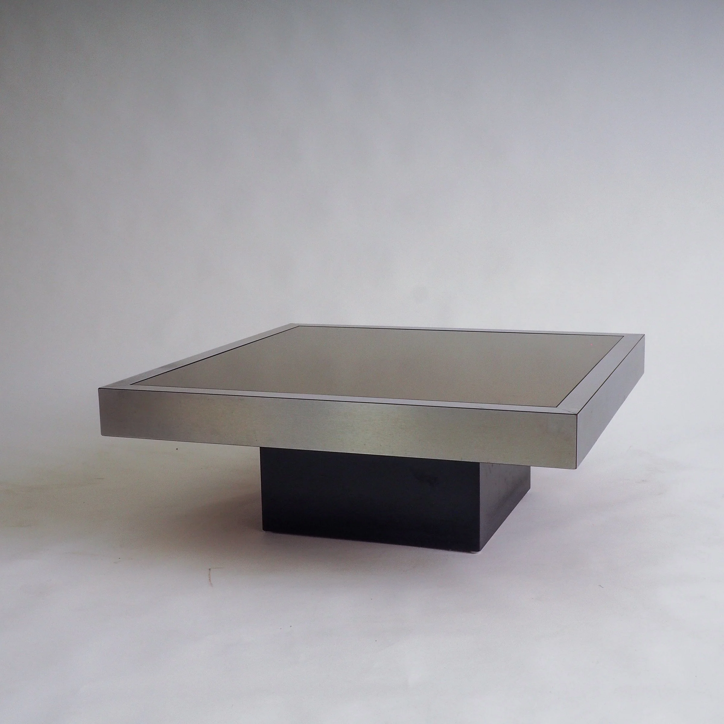 Stainless Steel Coffee Table with Mirrored Glass Top