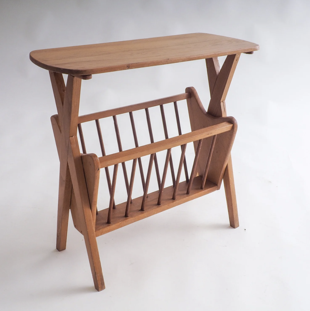 Mid Century Teak Wood Magazine Holder
