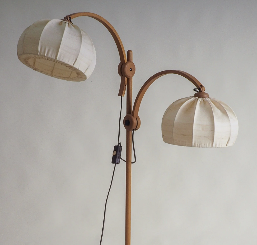 Teak Floor Lamp with 2 shades by Domus