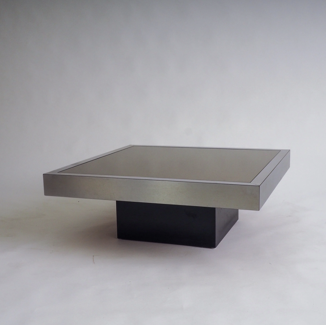 Stainless Steel Coffee Table with Mirrored Glass Top