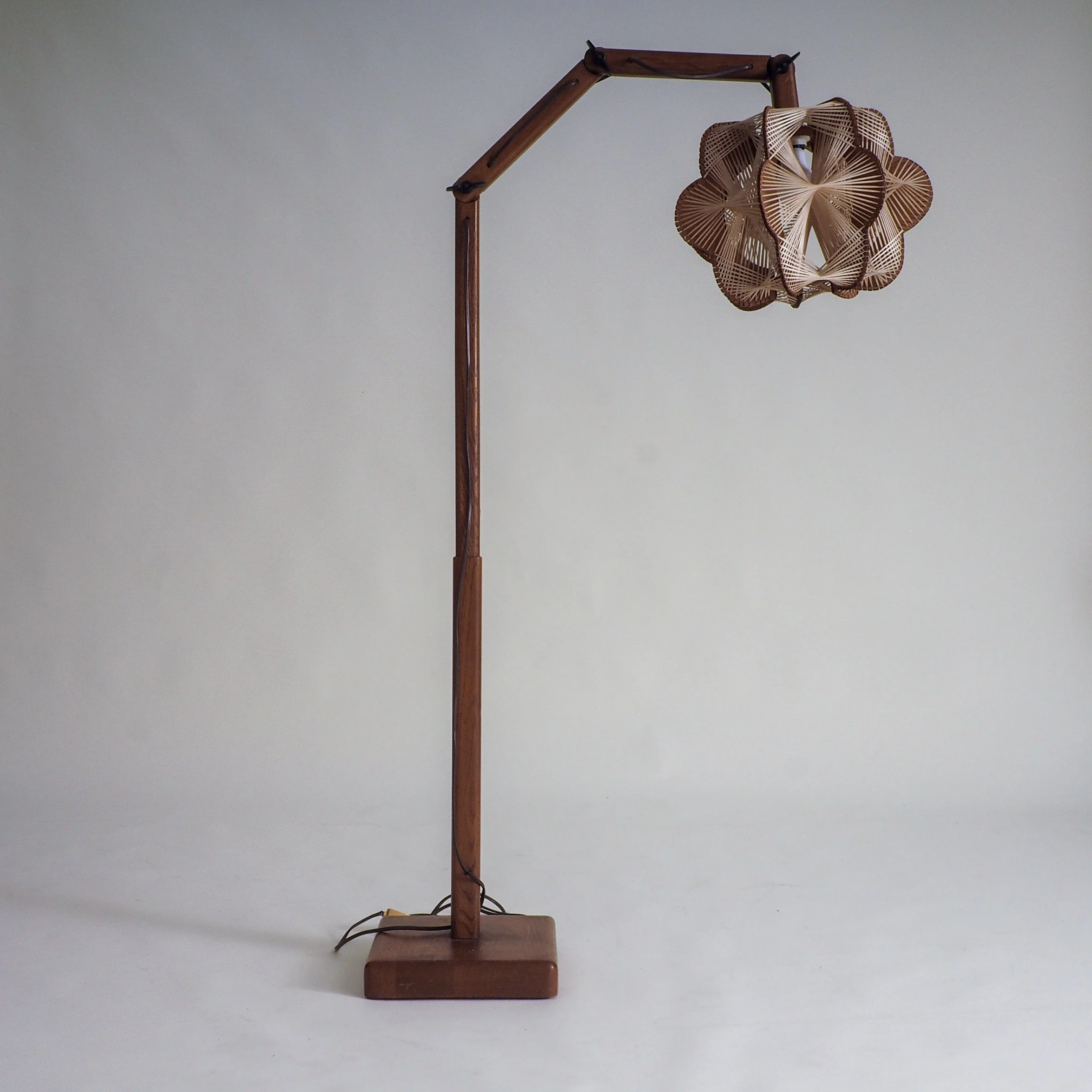 Vintage Danish Floor Lamp with woven shade