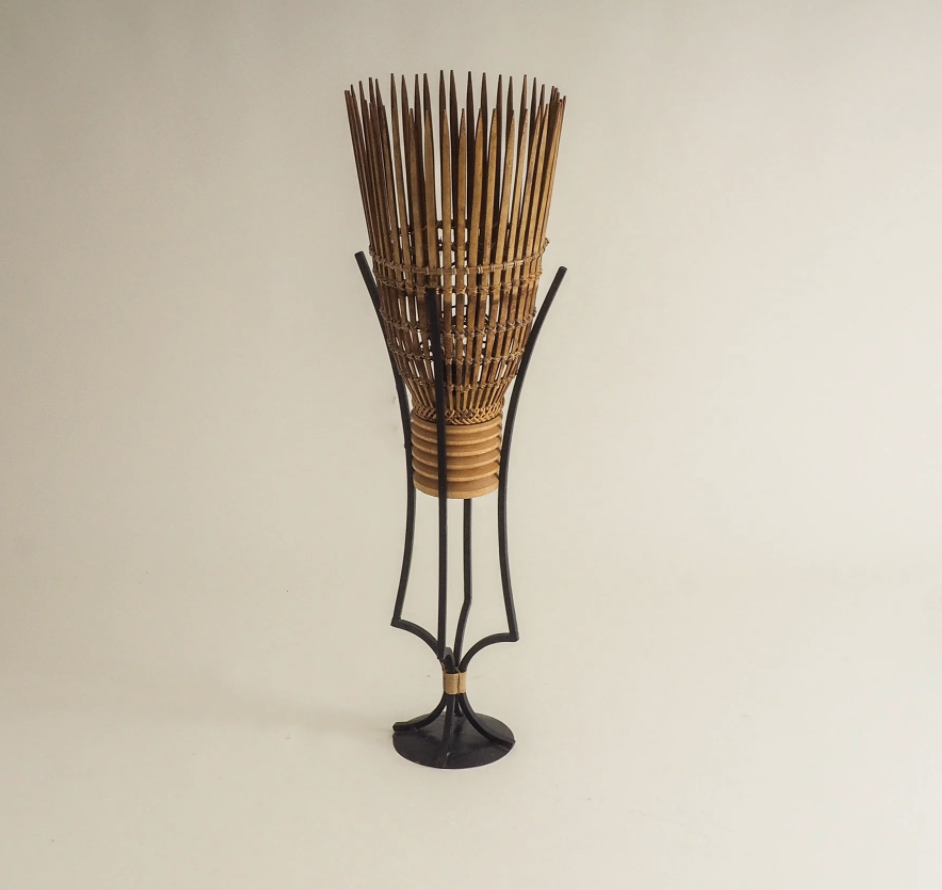 Bamboo and Wrought Iron Floor Lamp
