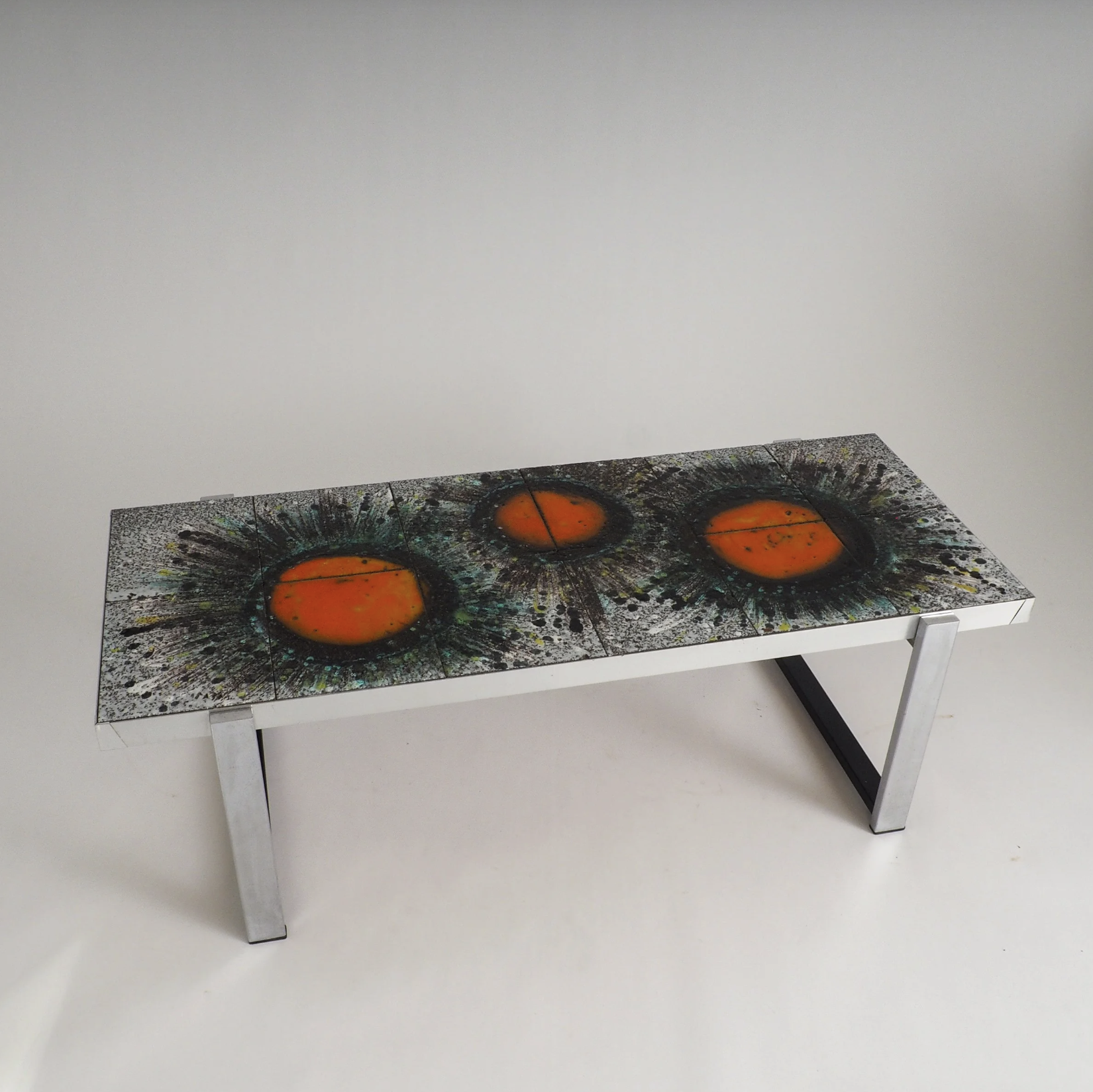 Mid-Century Modern Sunburst Tile Coffee Table