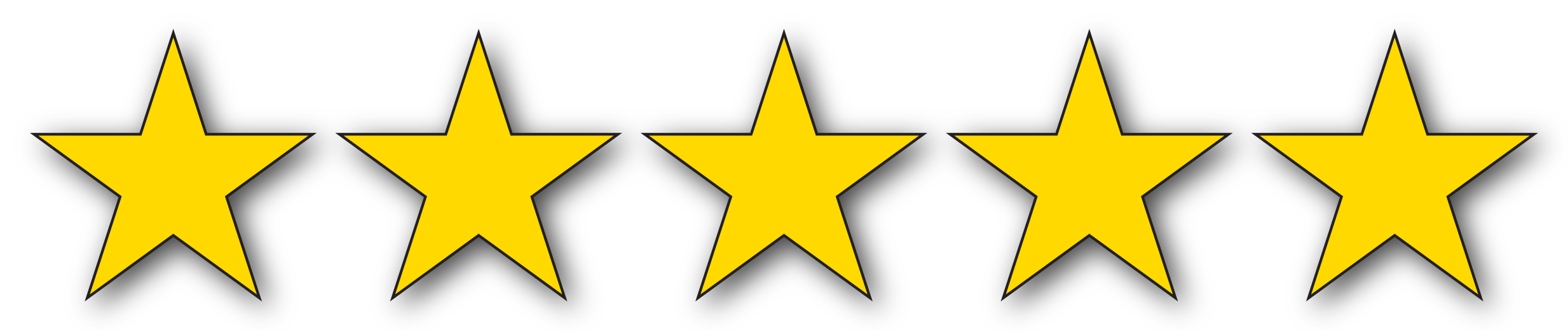 Five yellow stars with black background.