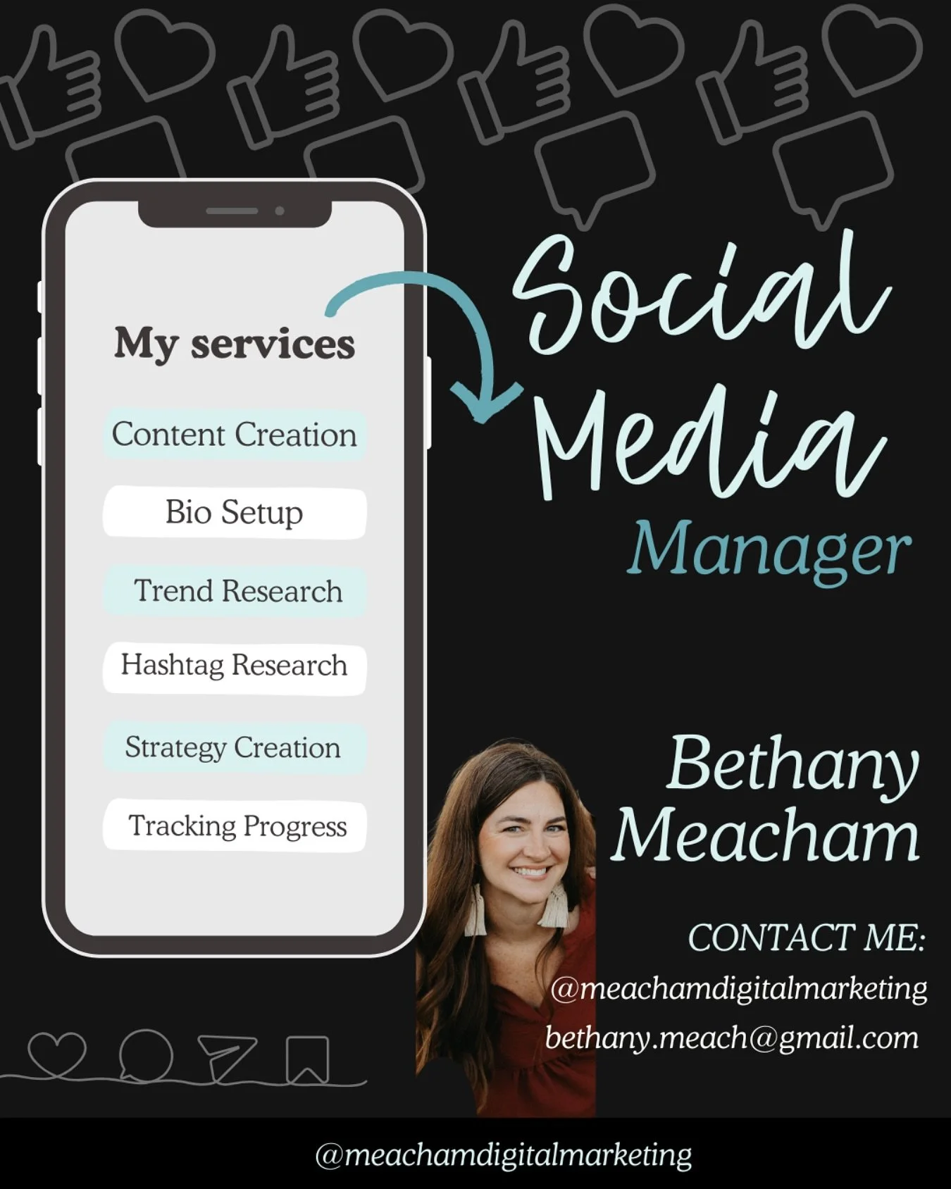 Whether your small business has existing social media that you just have no time to post on or no social media yet at all, I&rsquo;d love to help!
Content Creation is my fave! I&rsquo;d love to work with you to create a strategy for your social media