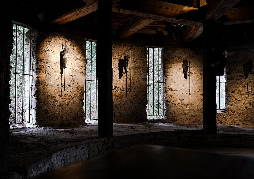 Install Shot «Daimon» at Blutturm, Bern. Remy Erismann. Connected Space, 2019. © Vivian Suter.