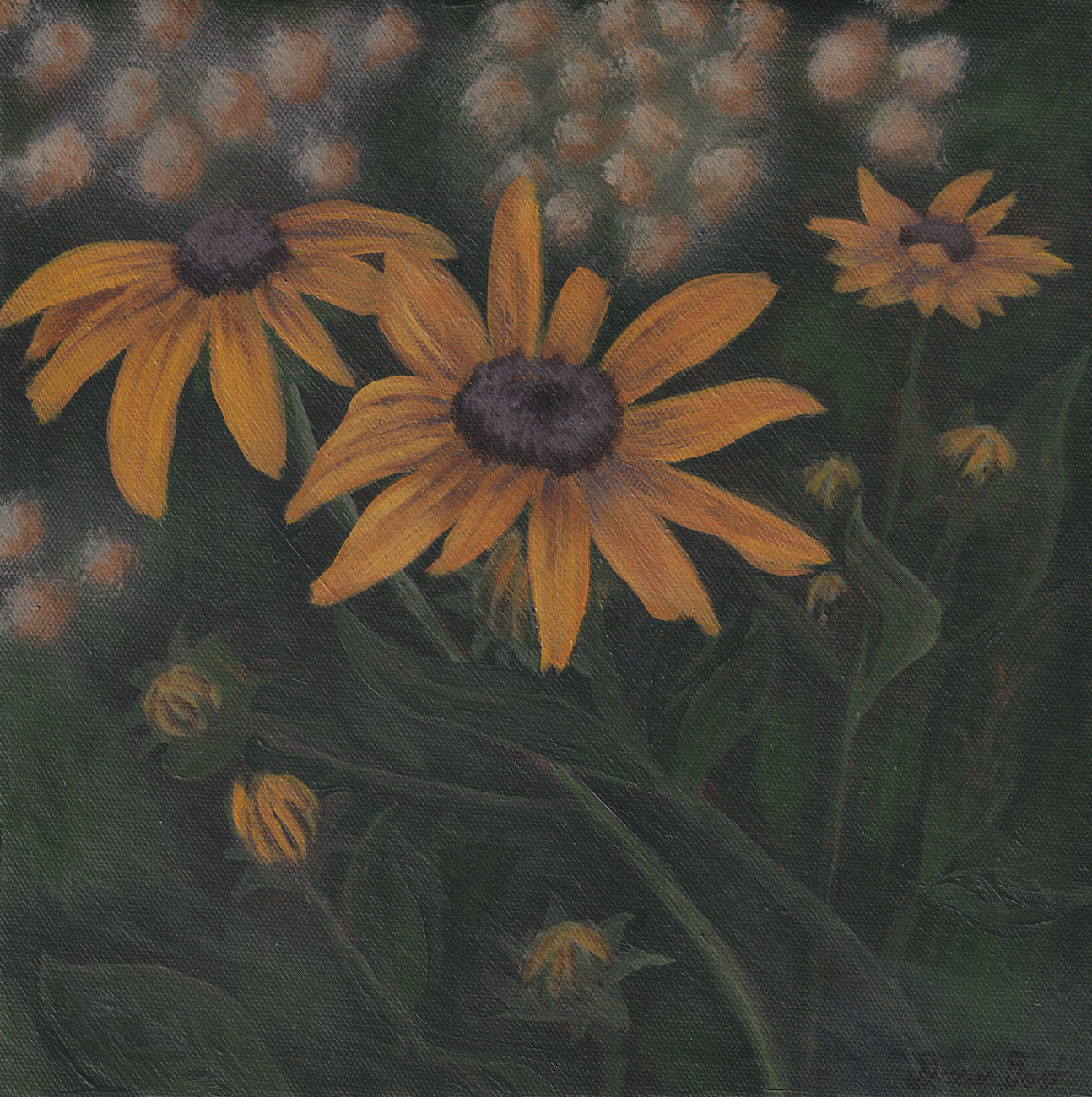 Black Eyed Susans - Original Painting 8.5"x8.5"