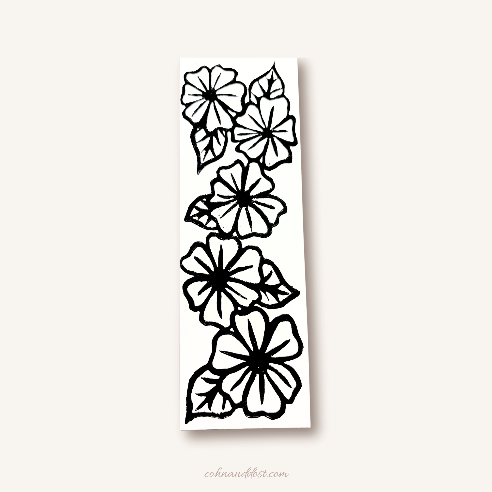 Flowers Block Print Bookmark