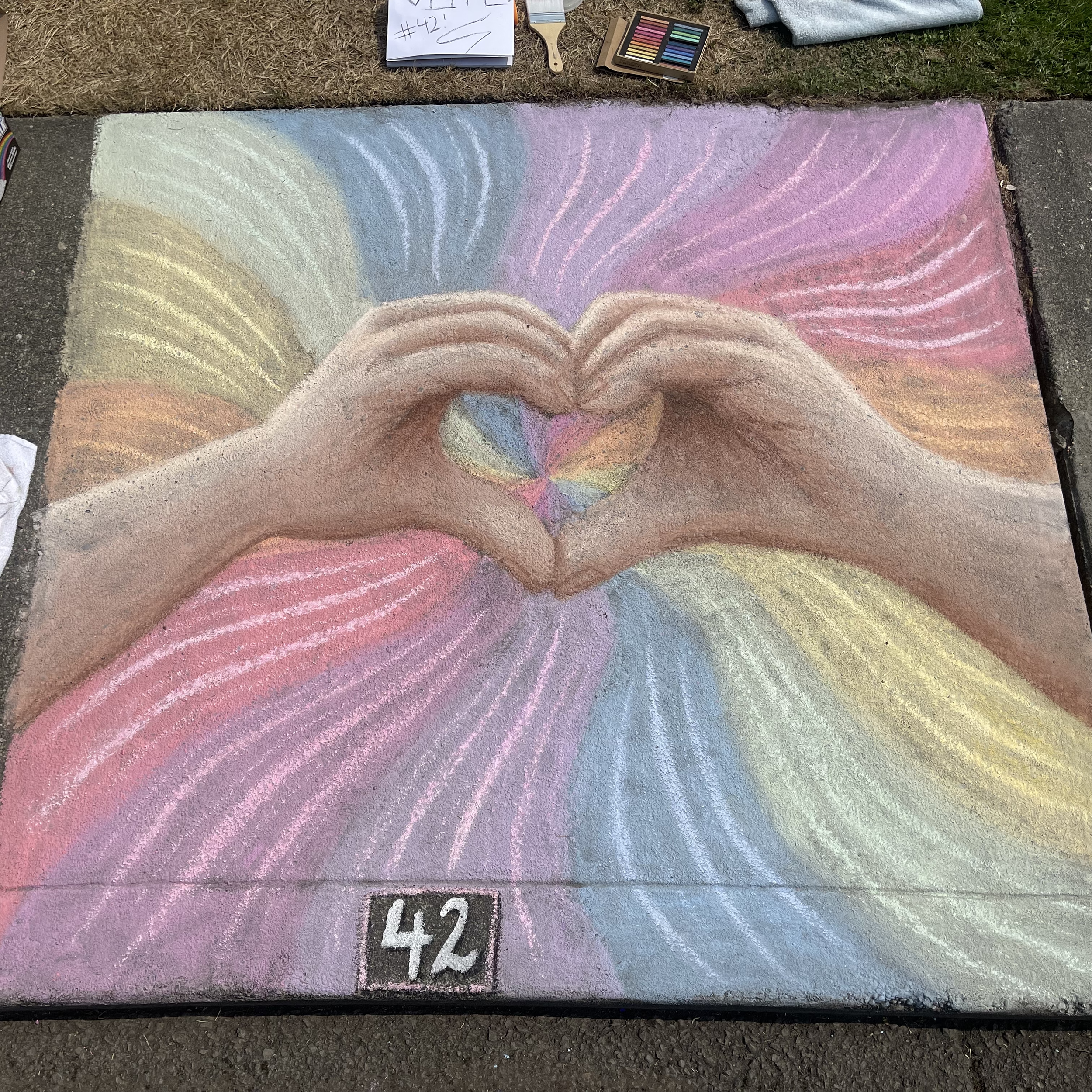 Love Starts with You, 2024, chalk on concrete, 4'x4'