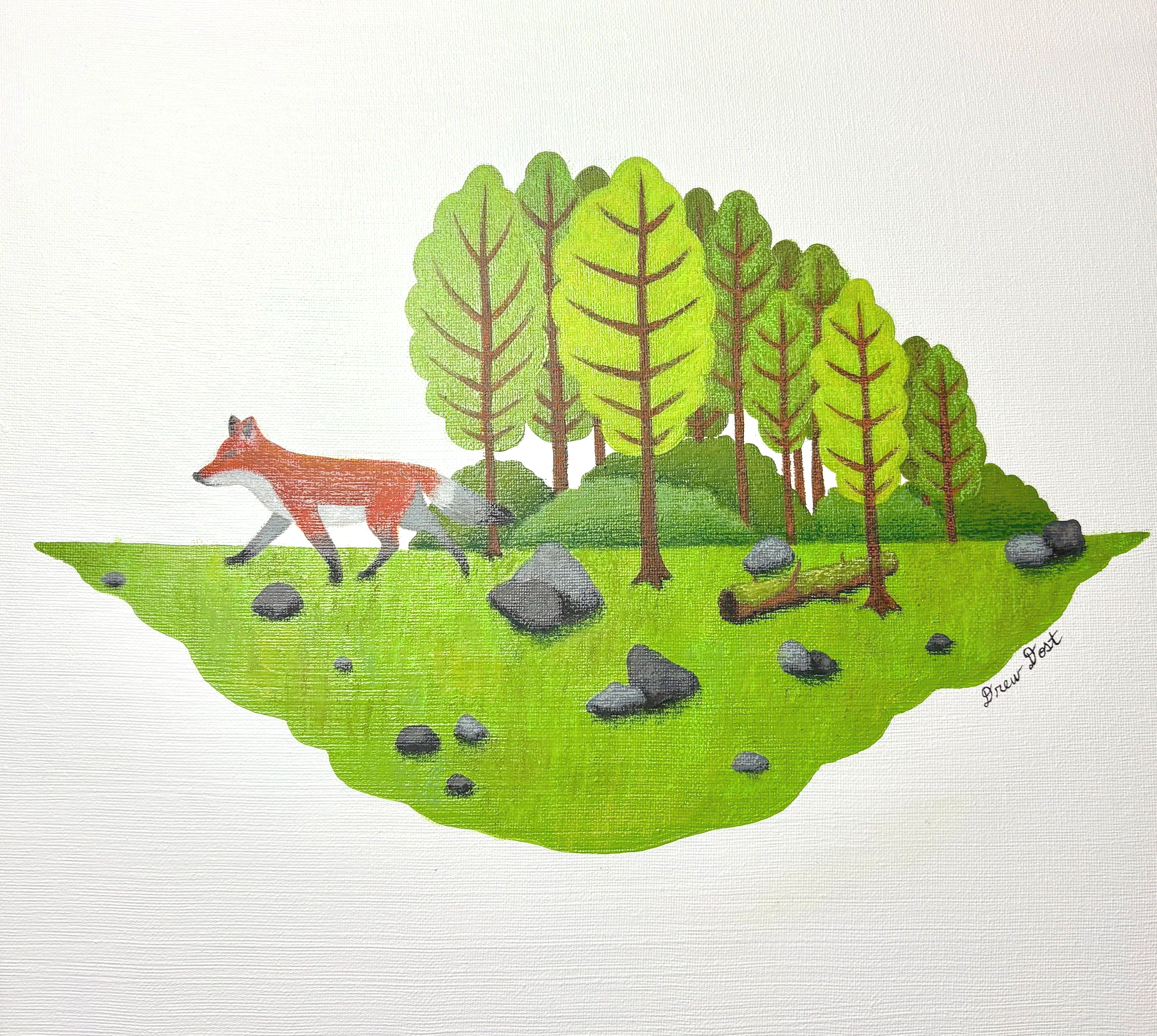 Out of the Woods, acrylic and oil pastel on canvas, 20"x16", 2026