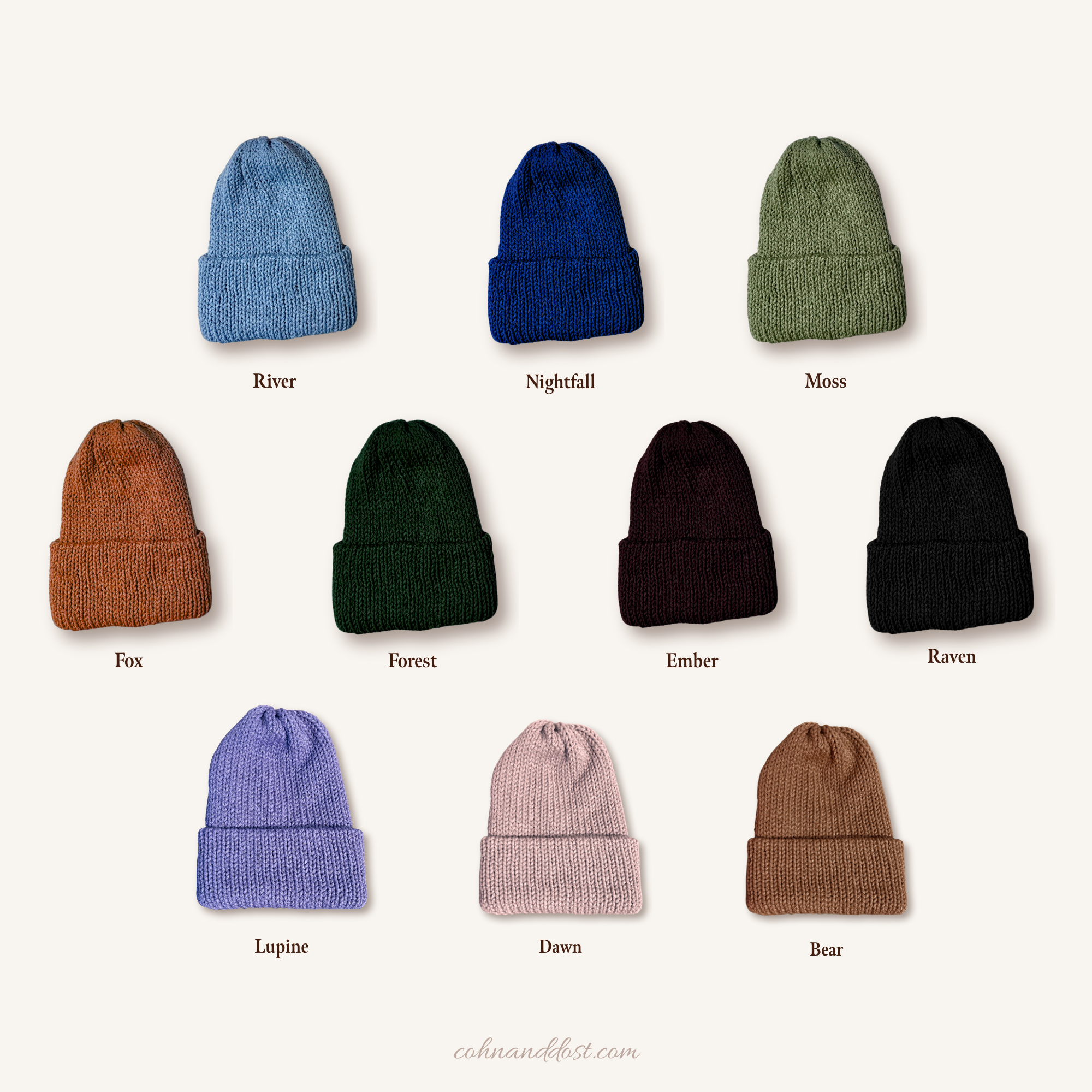 Cozy Knit Beanies (10 color options, 4 sizes)