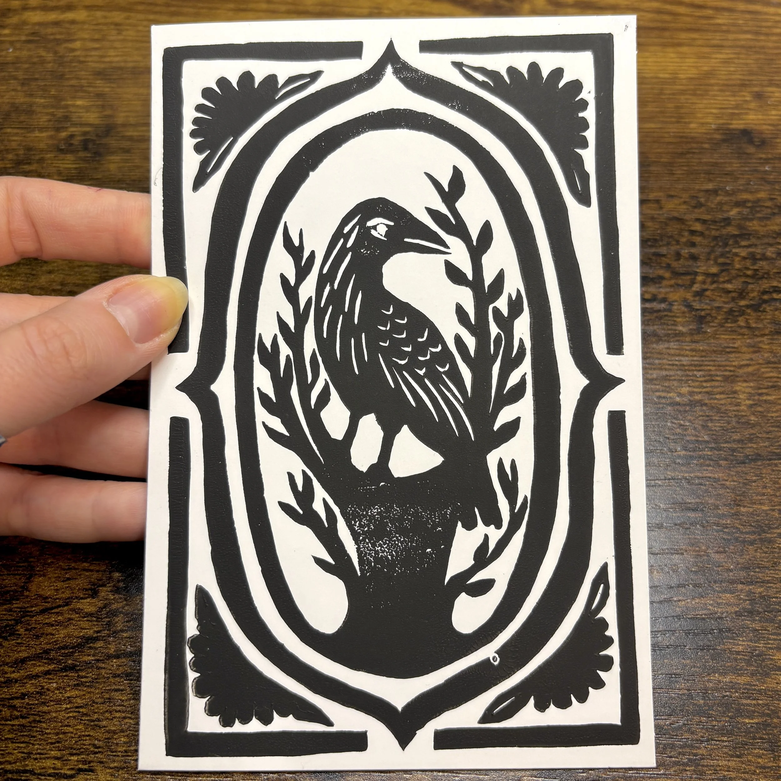 Crow Card, 4"x6", 2025