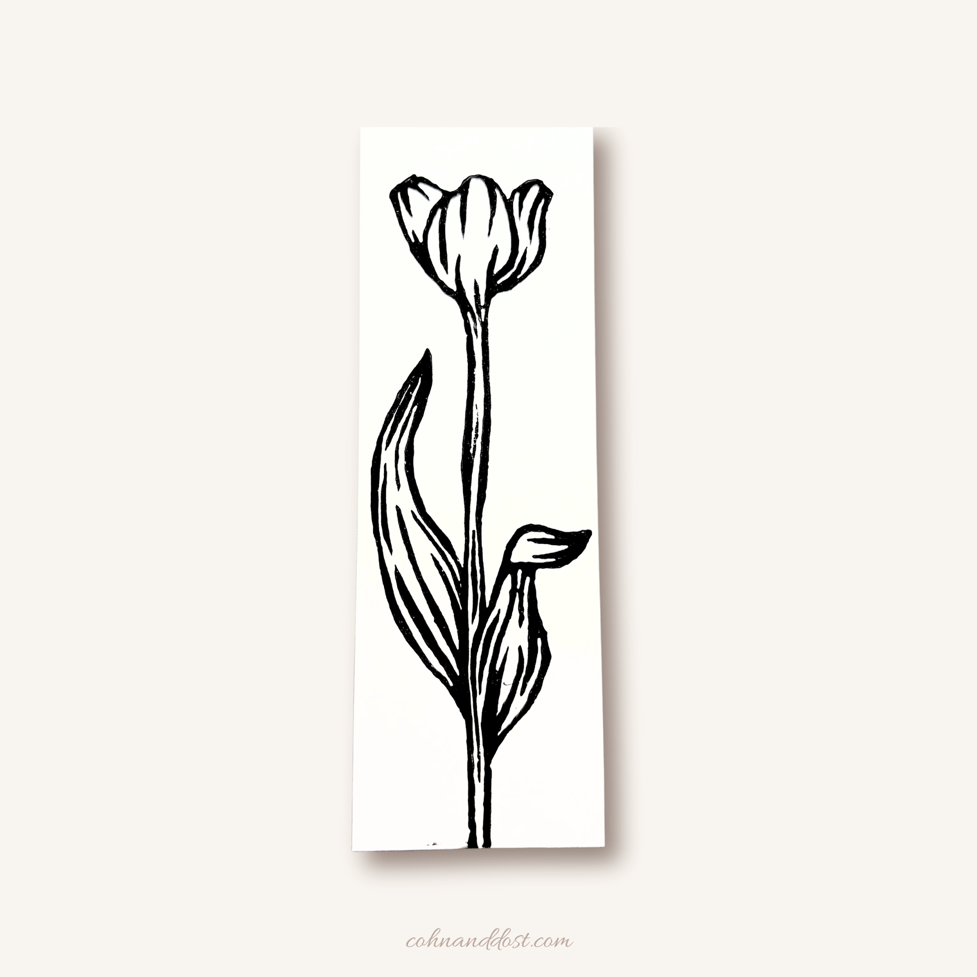 Tulip Block Print Bookmark