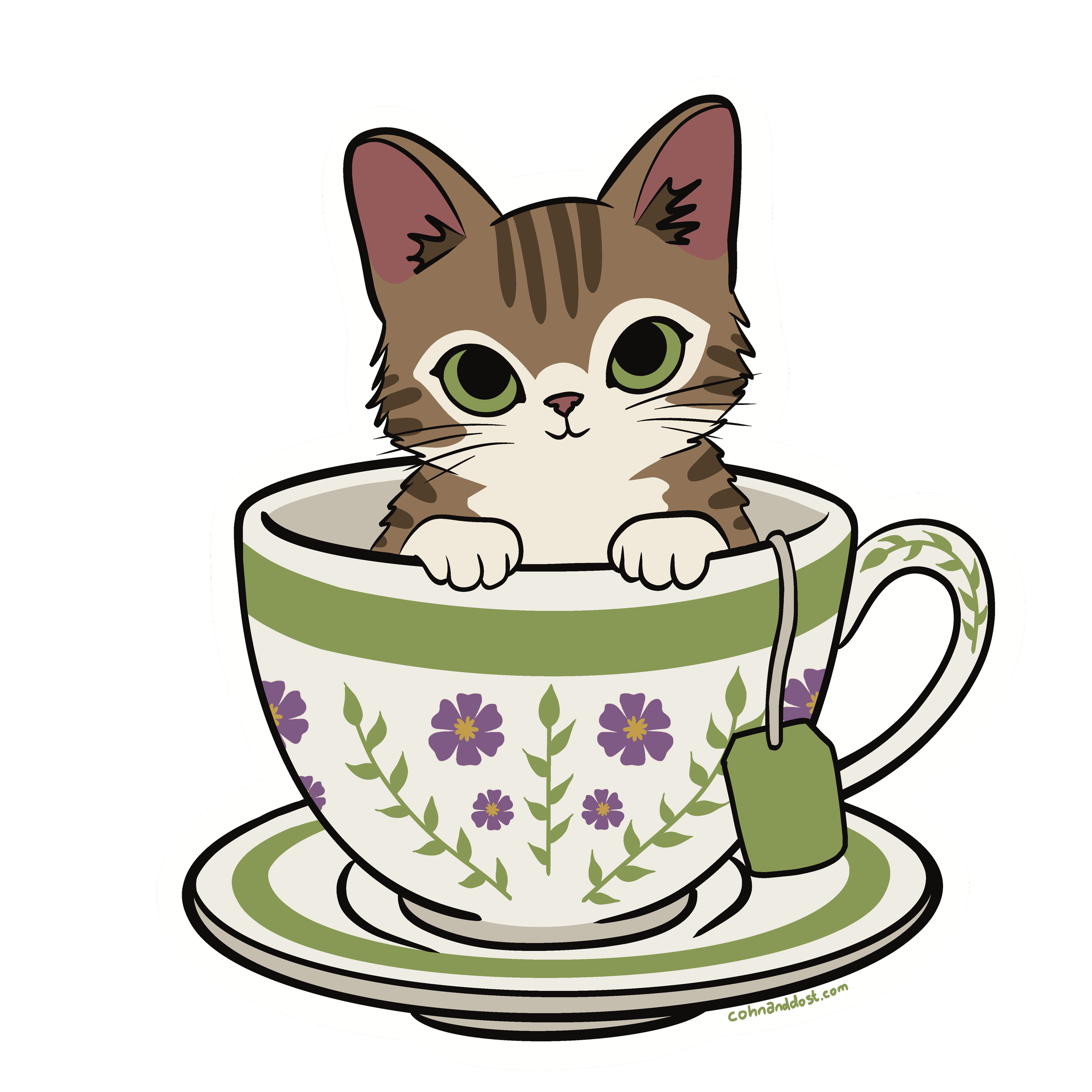 Teacup Kitty, digital illustration, 2026