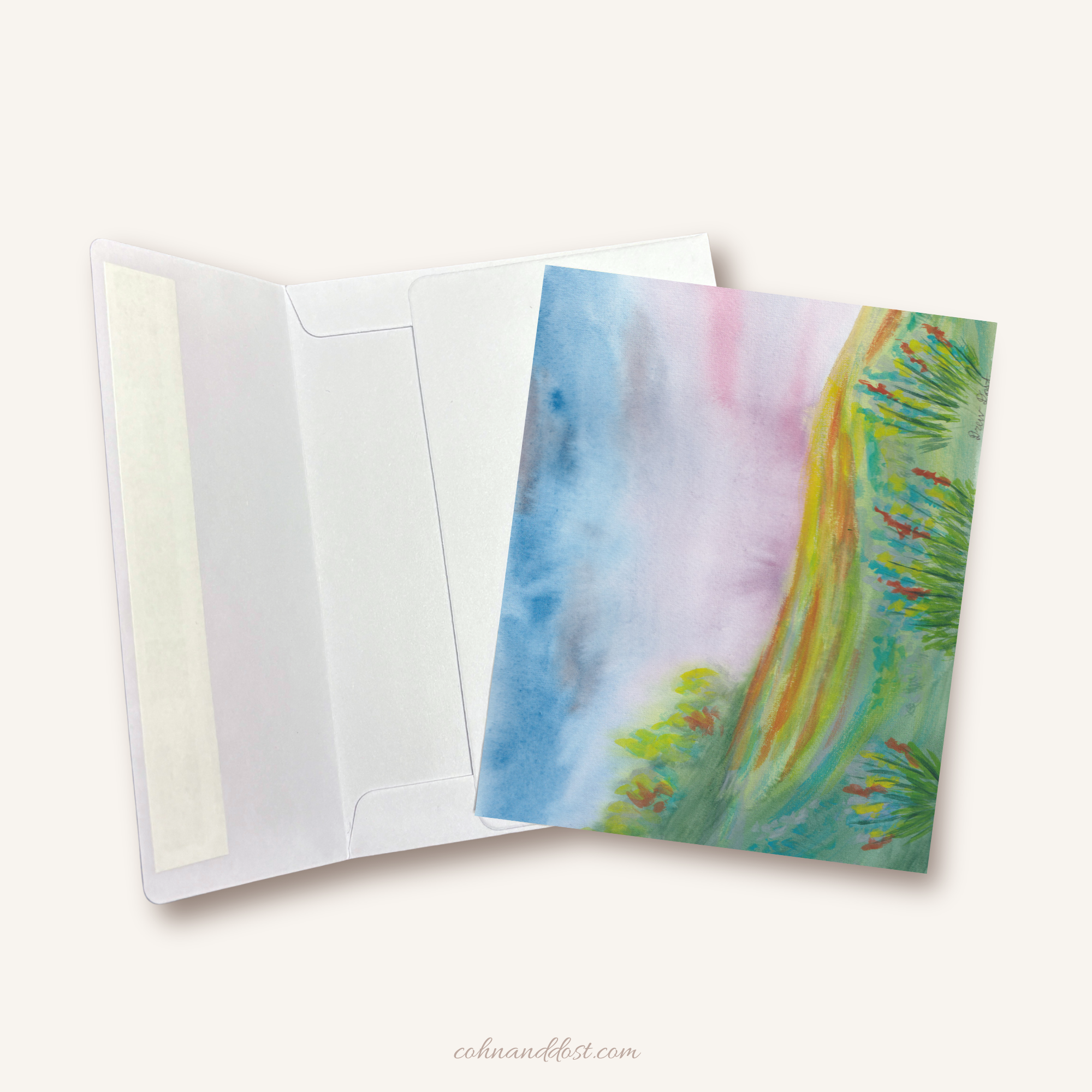 Colorful Hills Watercolor Greeting Card