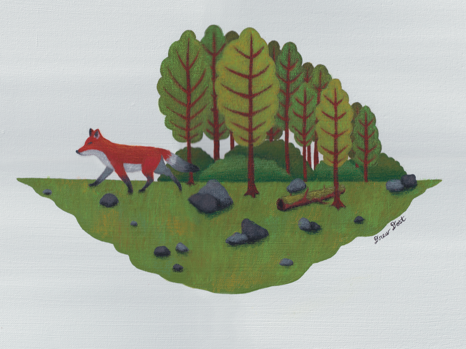 Out of the Woods, acrylic and oil pastel on canvas, 20"x16", 2026