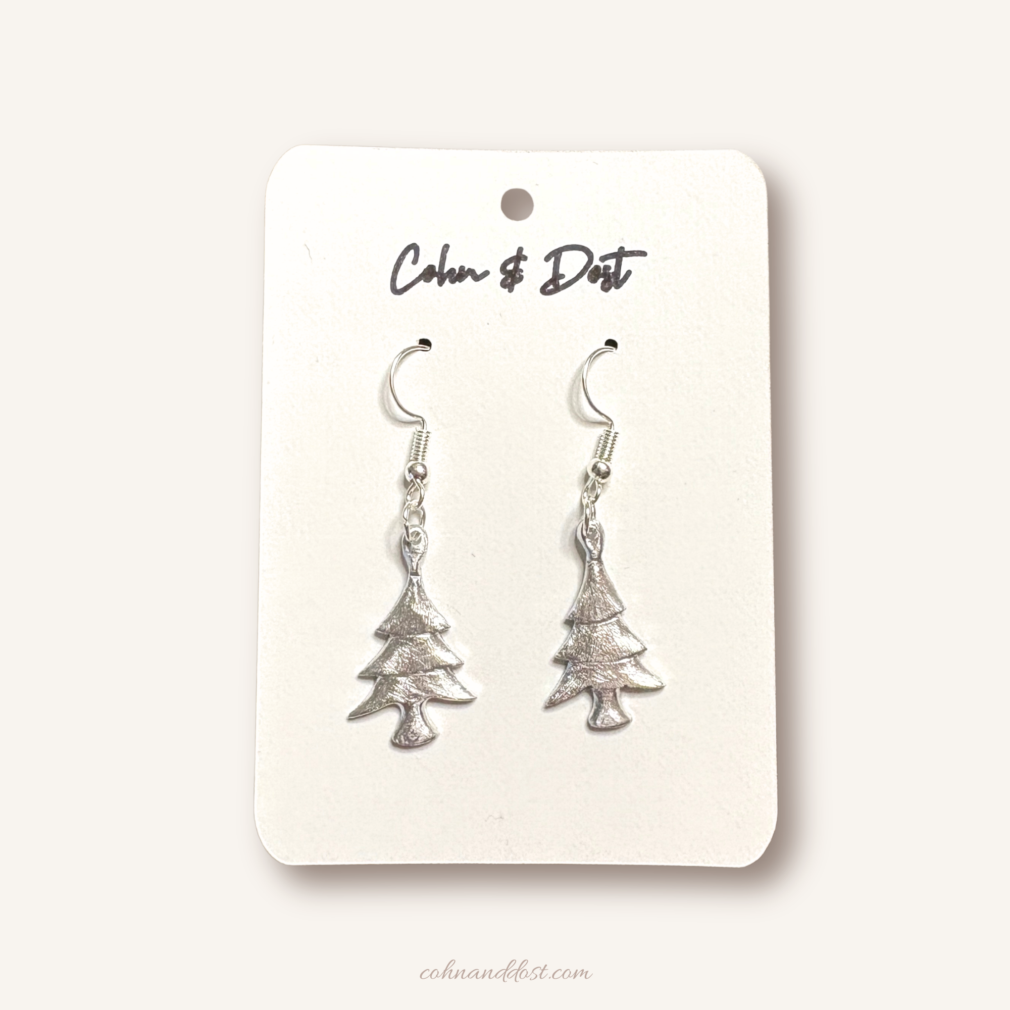 Pine Tree Filed Metal Earrings