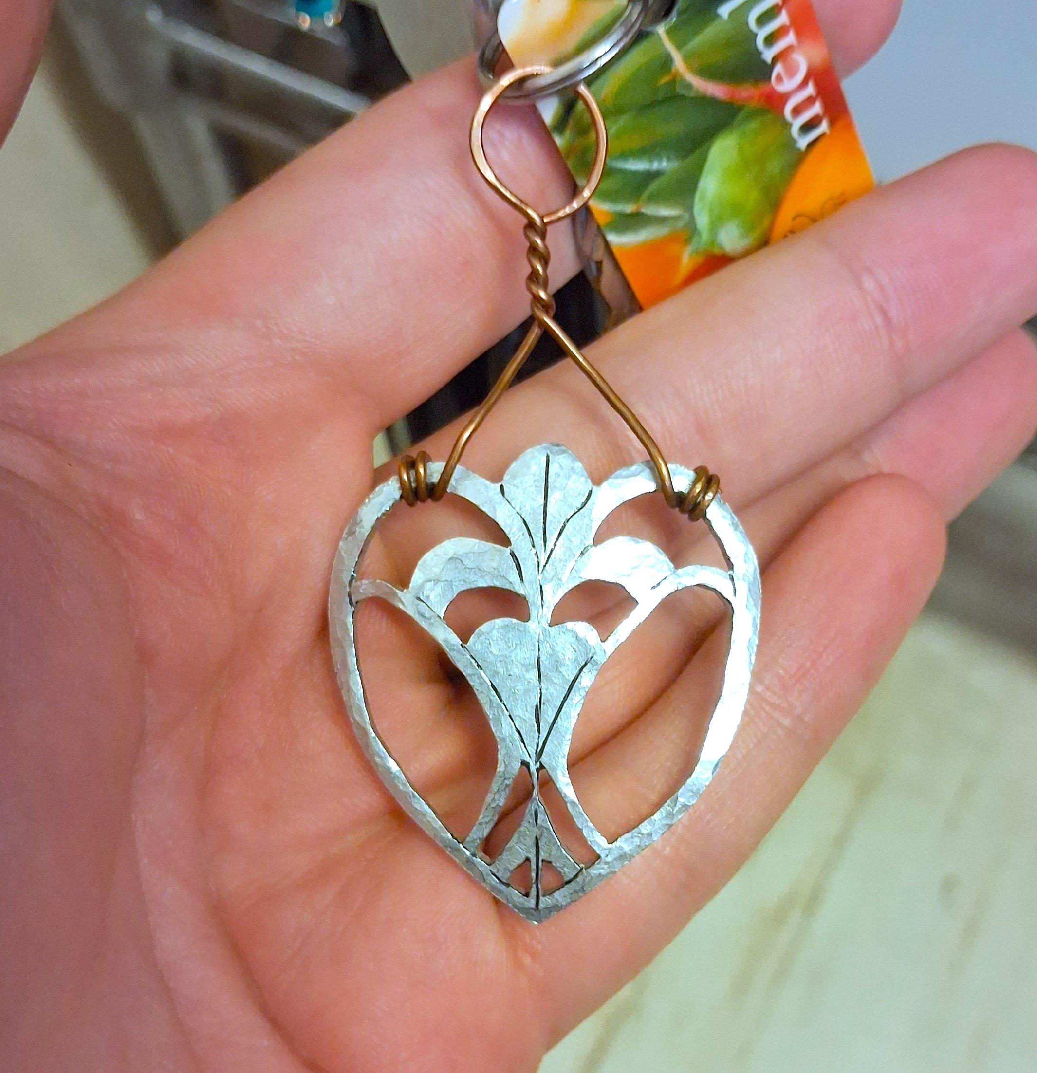 Crow Heart Metal Pendant