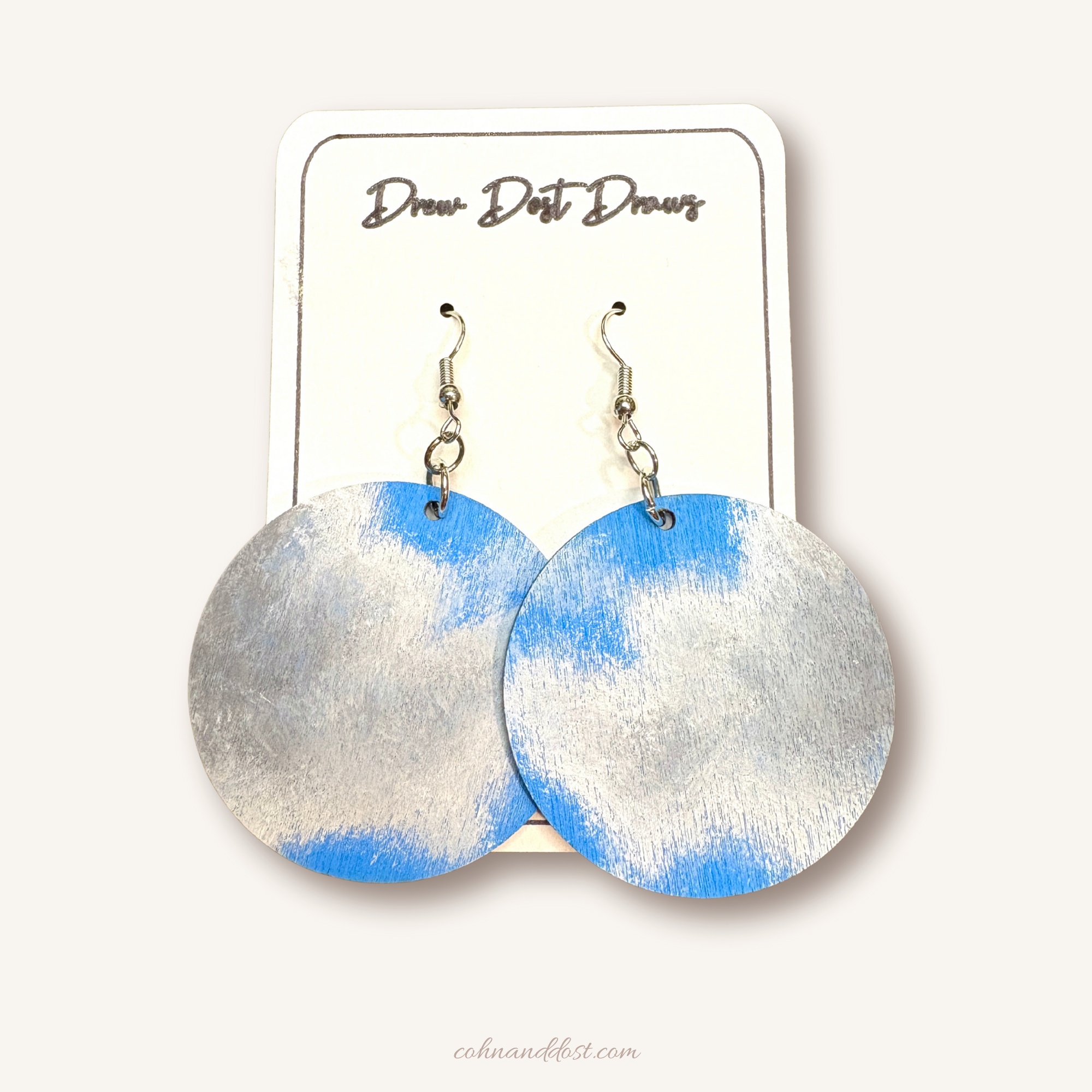 Cloudy Day Circle Painted Earrings
