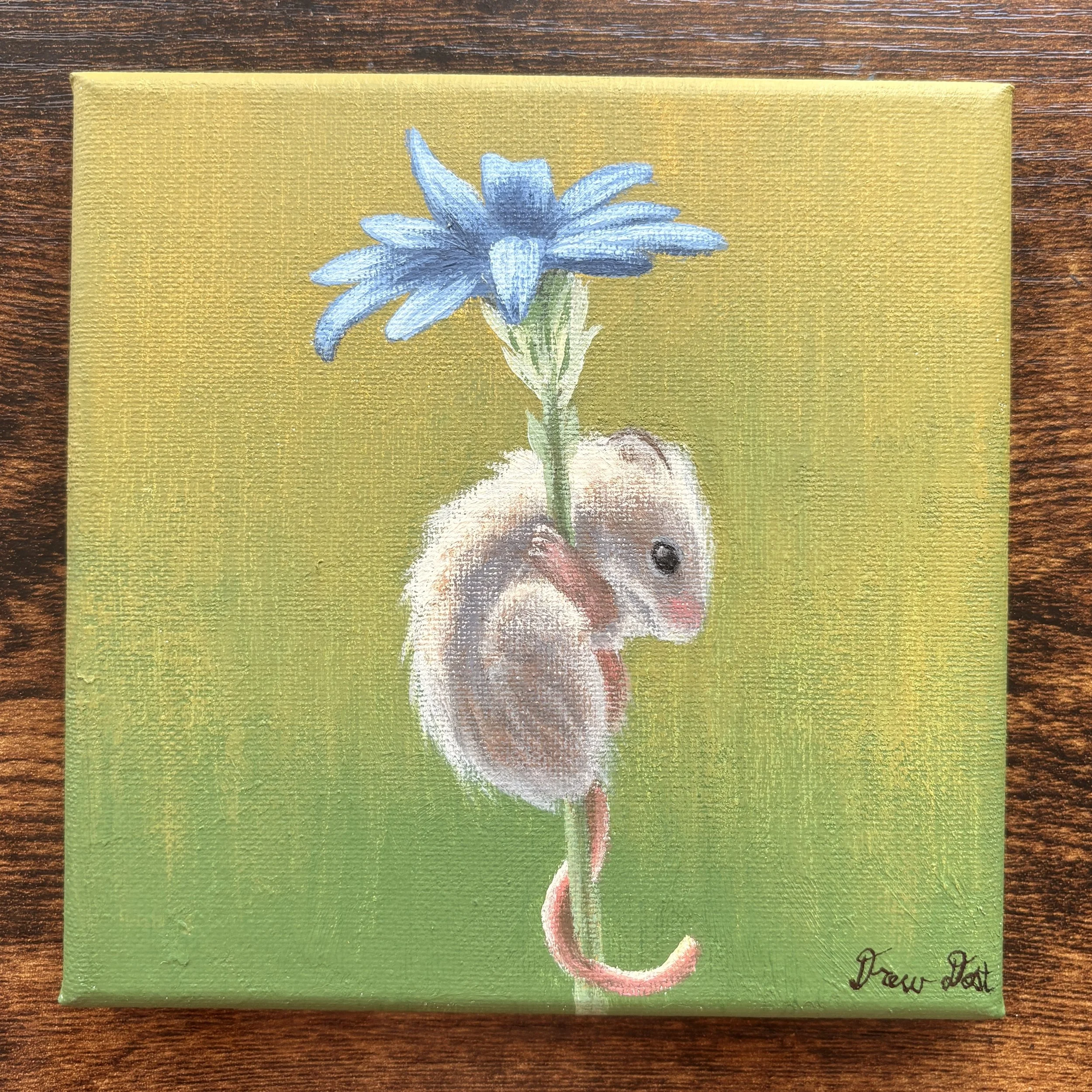 Holdin' On, acrylic on canvas, 6"x6", 2026