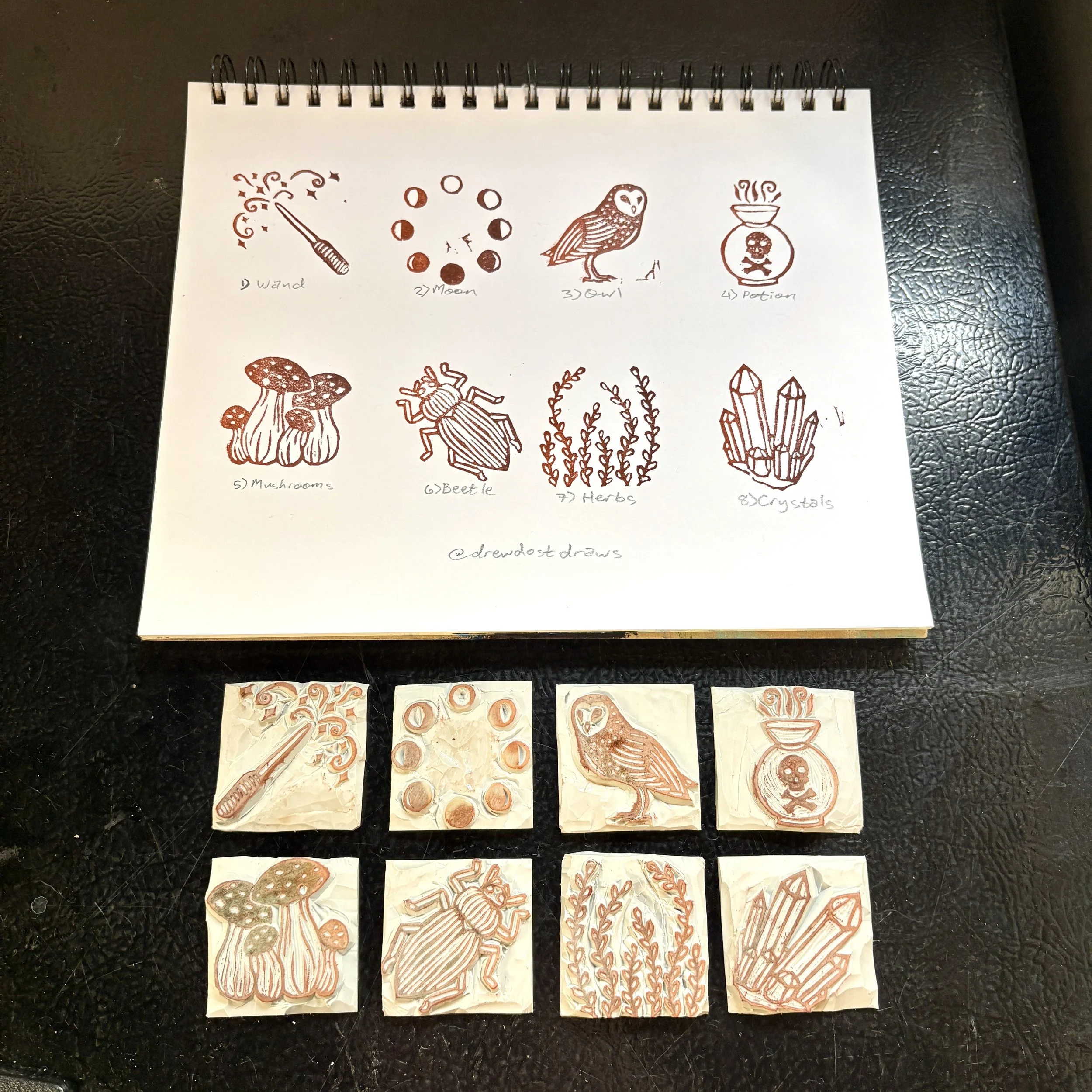Inktober Stamps and Prints #1-8, 2025