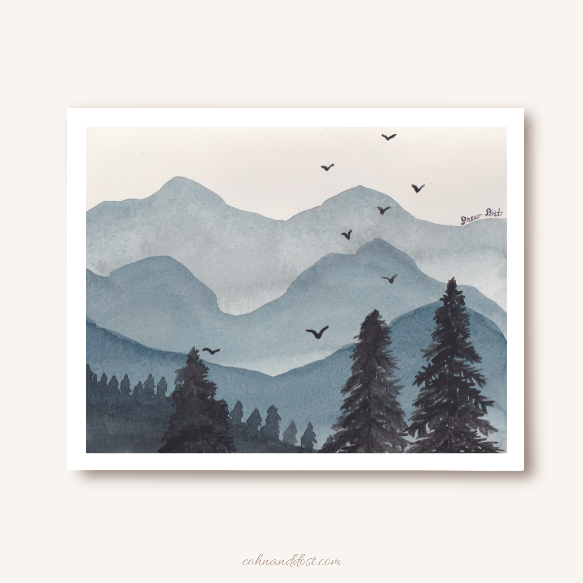 Mountain Watercolor 10"x8" Art Print