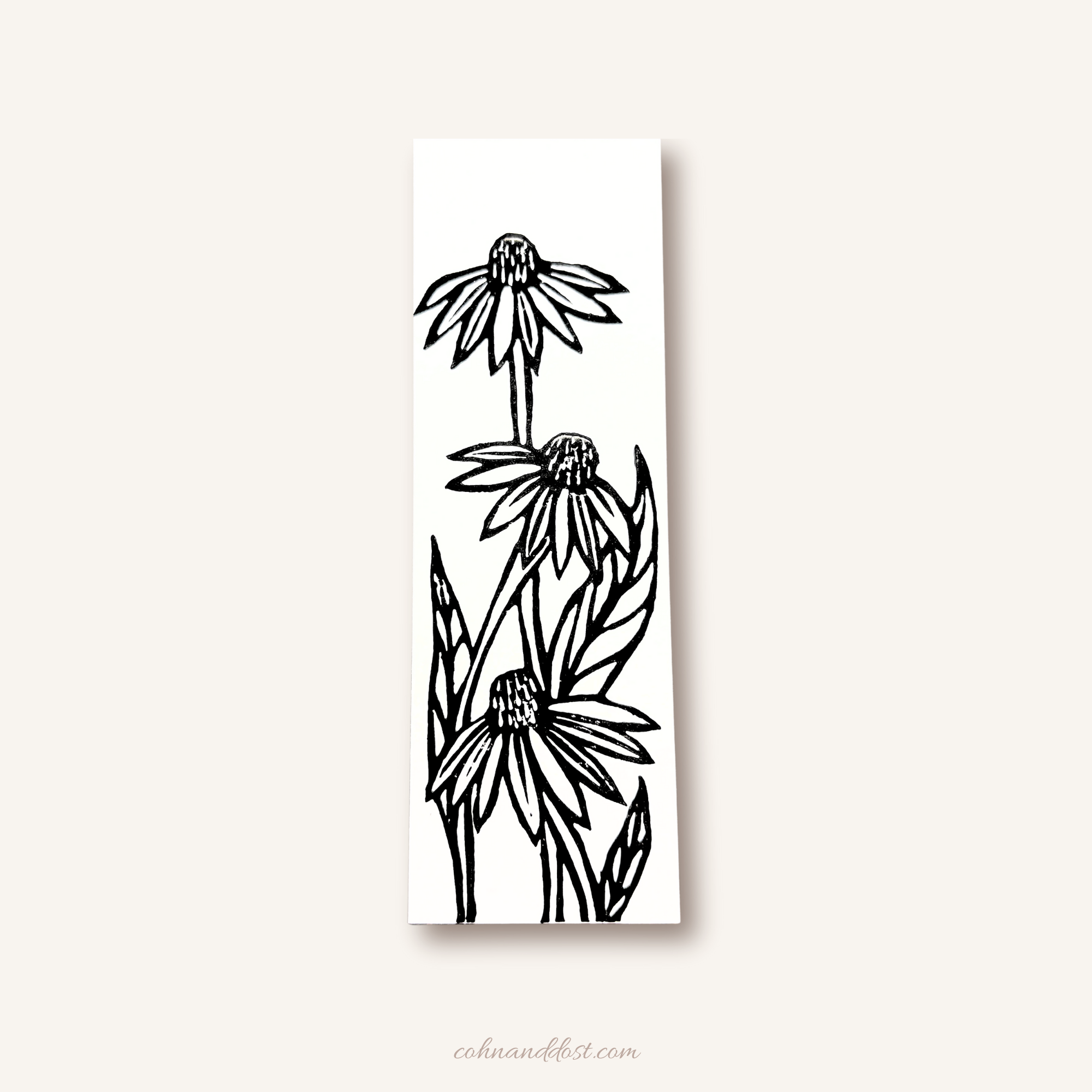 Echinacea Block Print Bookmark