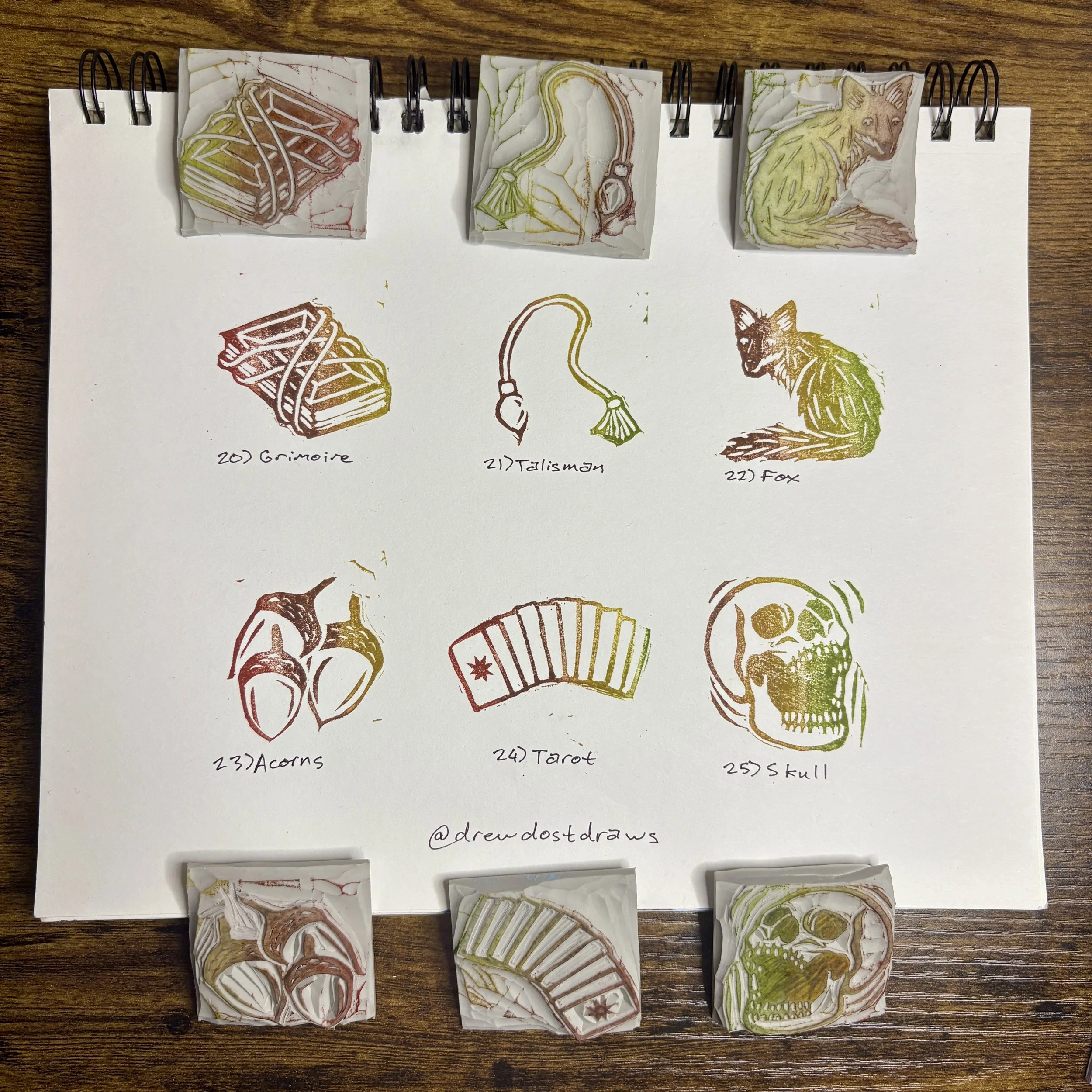 Inktober Stamps and Prints #20-25, 2025