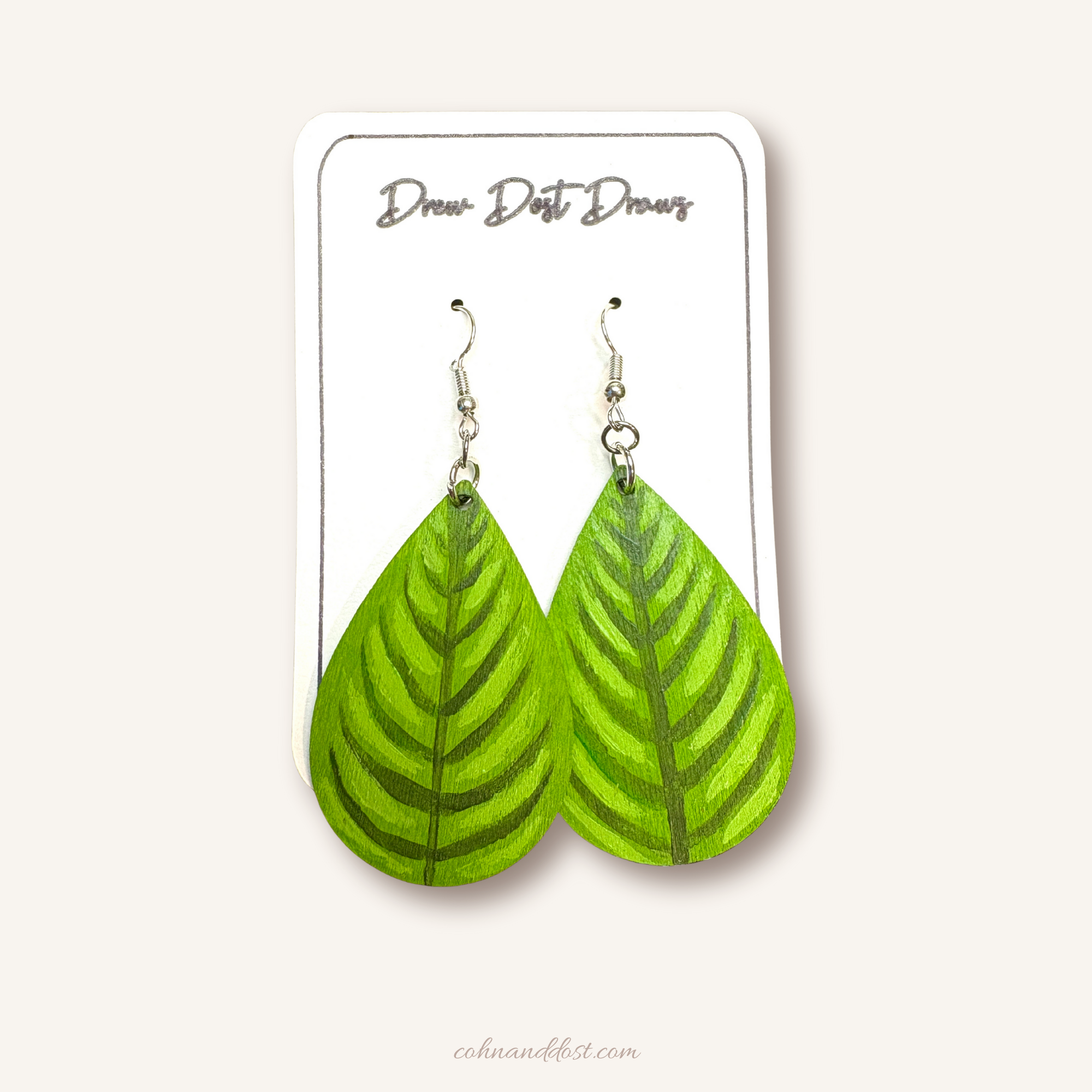 Leaf Teardrop Painted Earrings