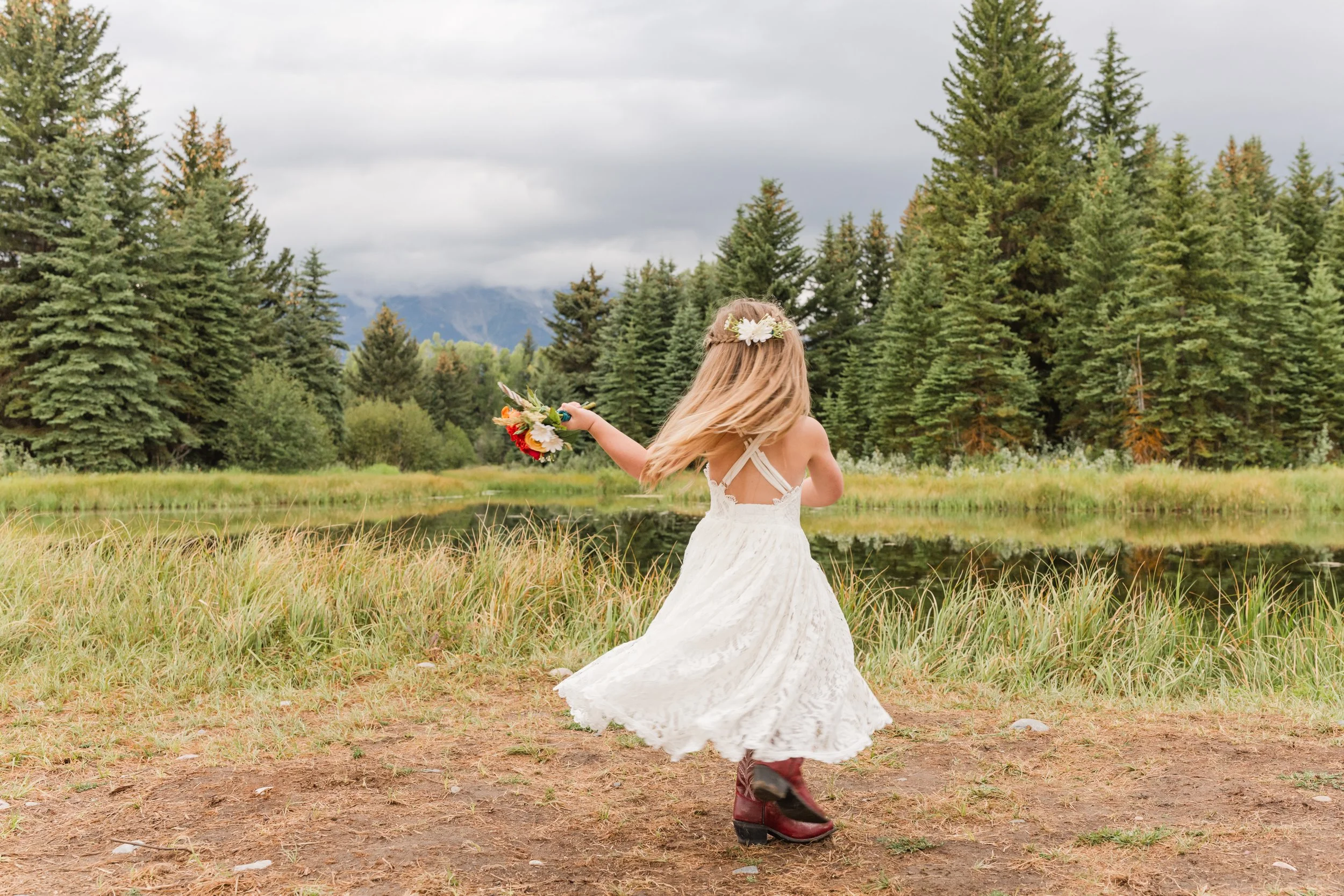 flower girl at Jackson Hole Elopement
