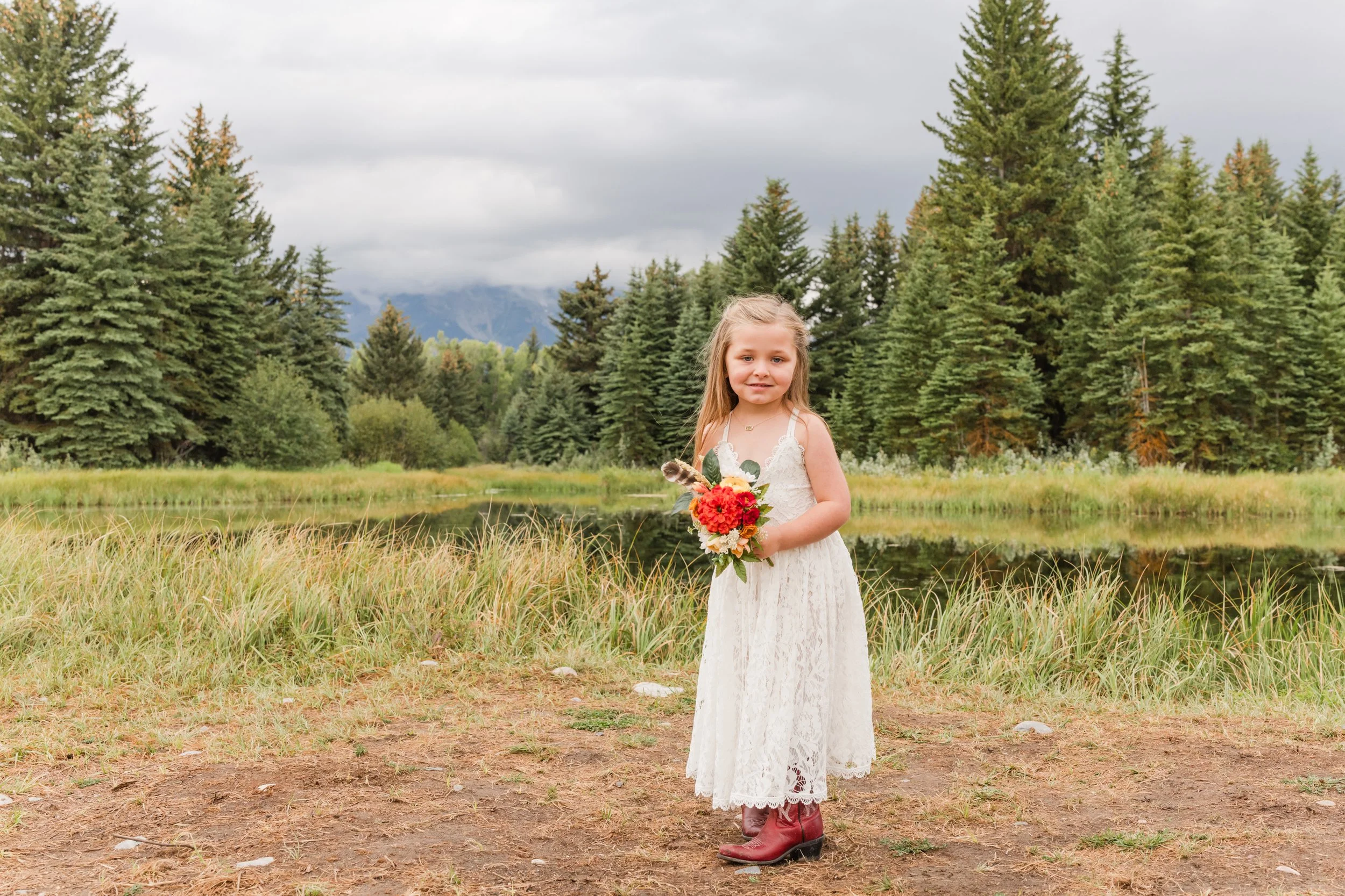 flower girl at Jackson Hole wedding