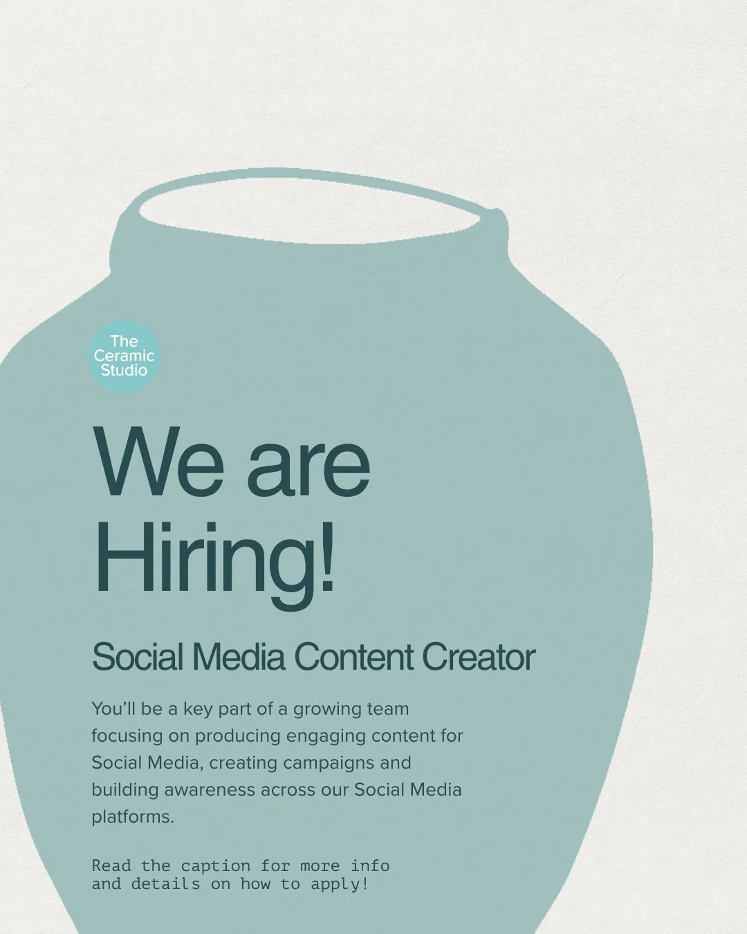 Are you passionate about all things Social Media? We are looking for a part time Social Media Content Creator to join our busy and friendly pottery studio from January 2026 ✨⁠
⁠
𐃡 What will you do?⁠
⁠
&bull; Create engaging photo and video content t