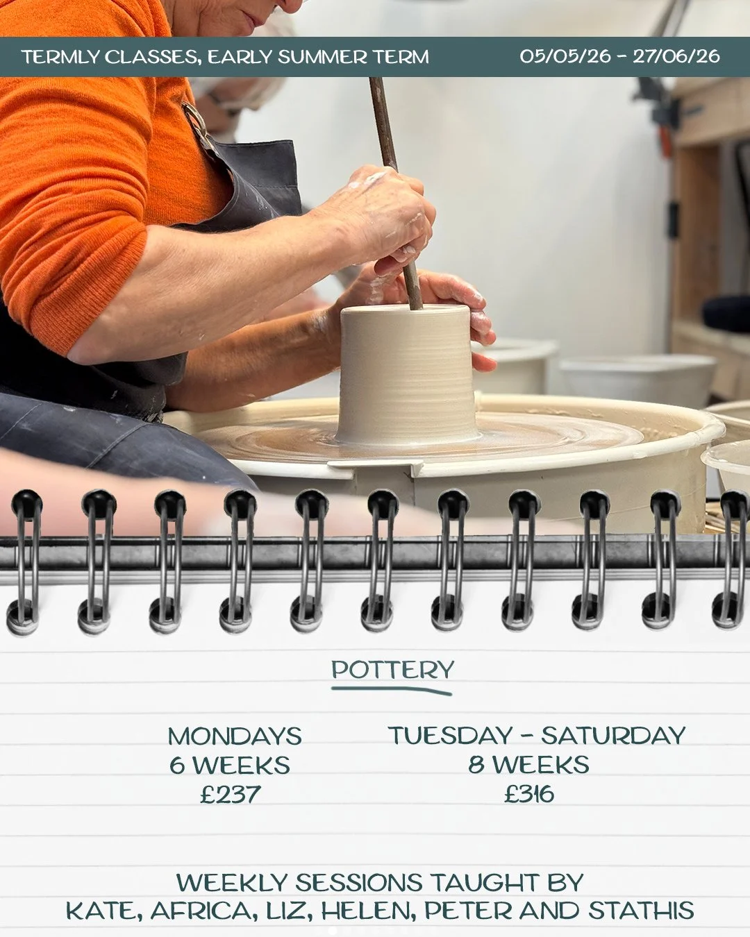 Exciting news! 🌞⁠
⁠
Our Early Summer Termly Courses are now open to book. Whether you're a complete beginner or looking to refine your skills, we have a class tailored just for you. Don&rsquo;t miss the chance to get creative and make something beau